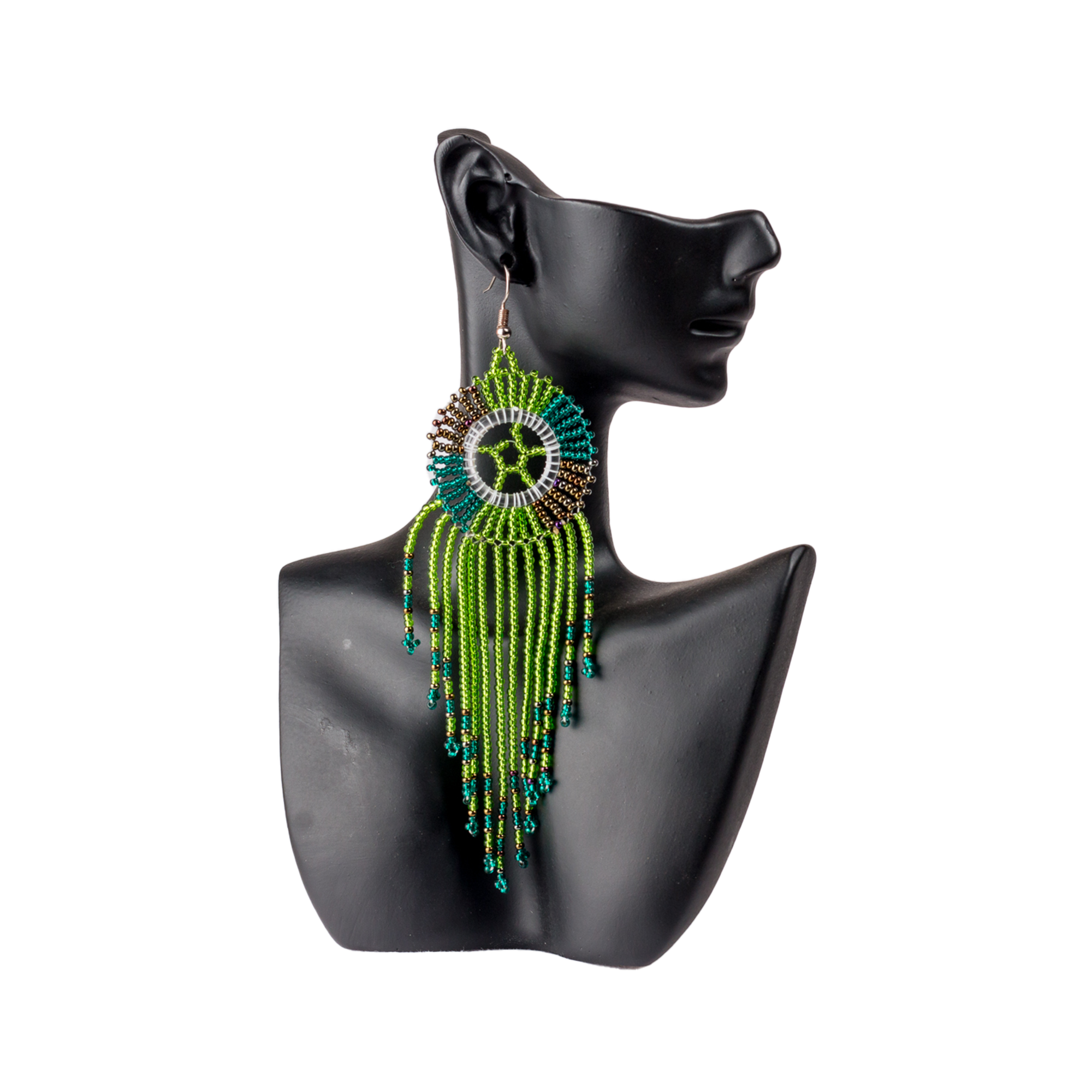 Medium Round Zulu Beaded Tassel Earrings