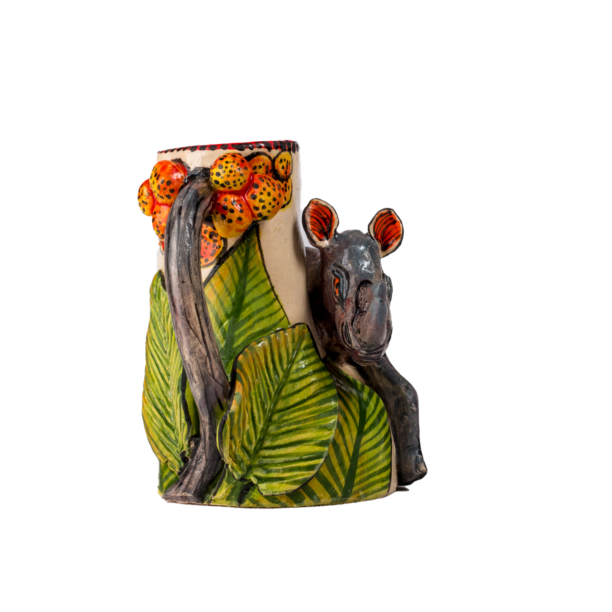 3D Ceramic Rhino Candle Holder