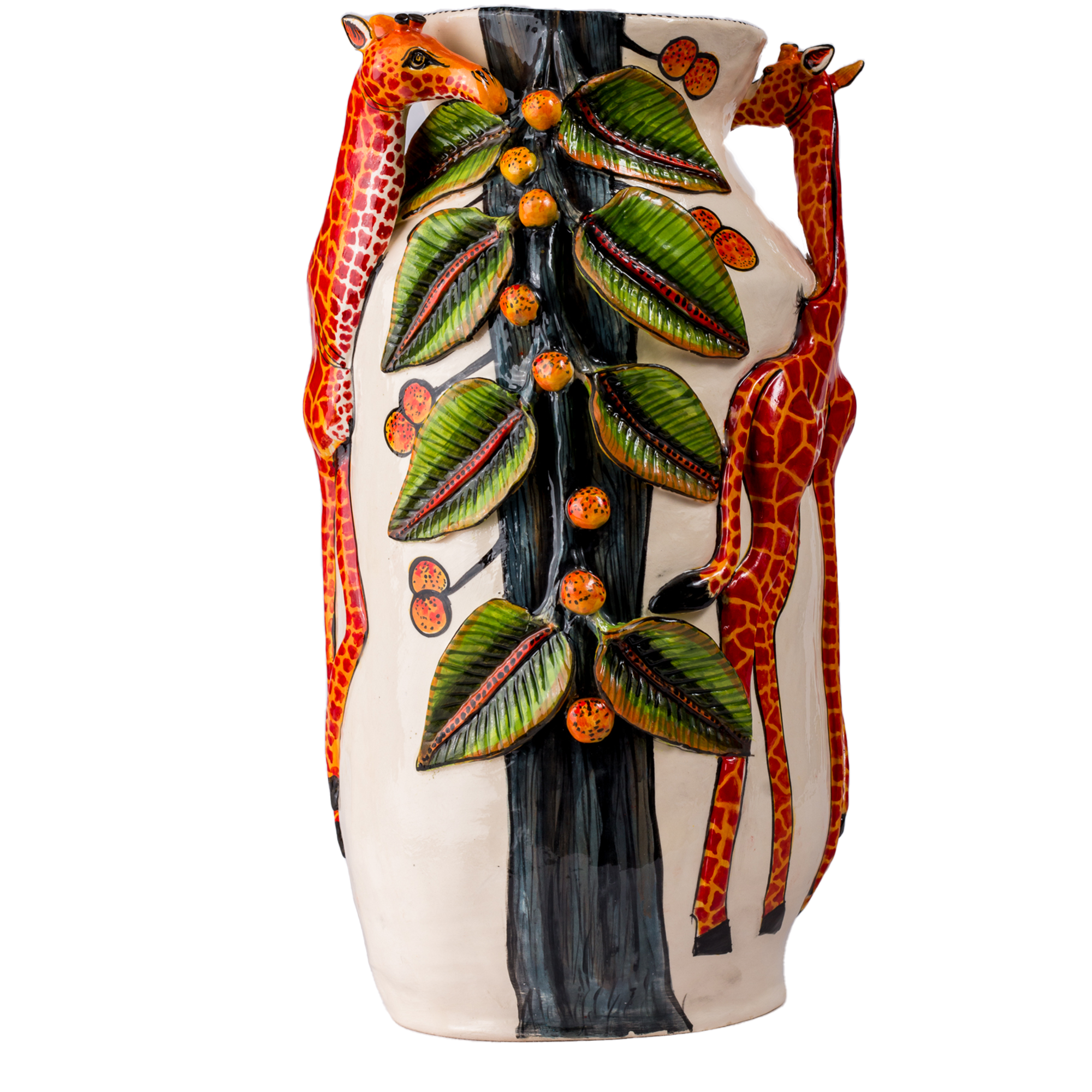 Slim Giraffes - Large Hand Painted 3D Ceramic Vase