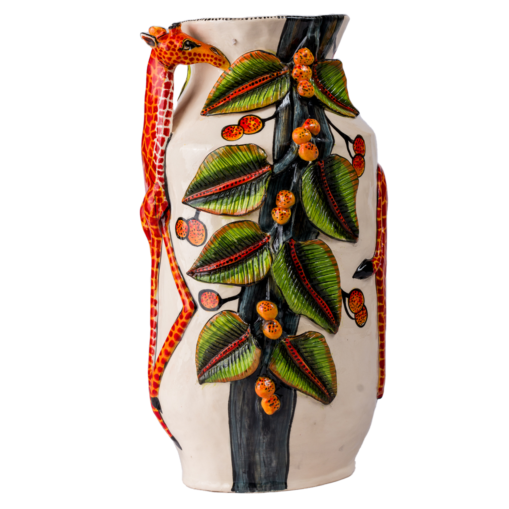 Slim Giraffes - Large Hand Painted 3D Ceramic Vase