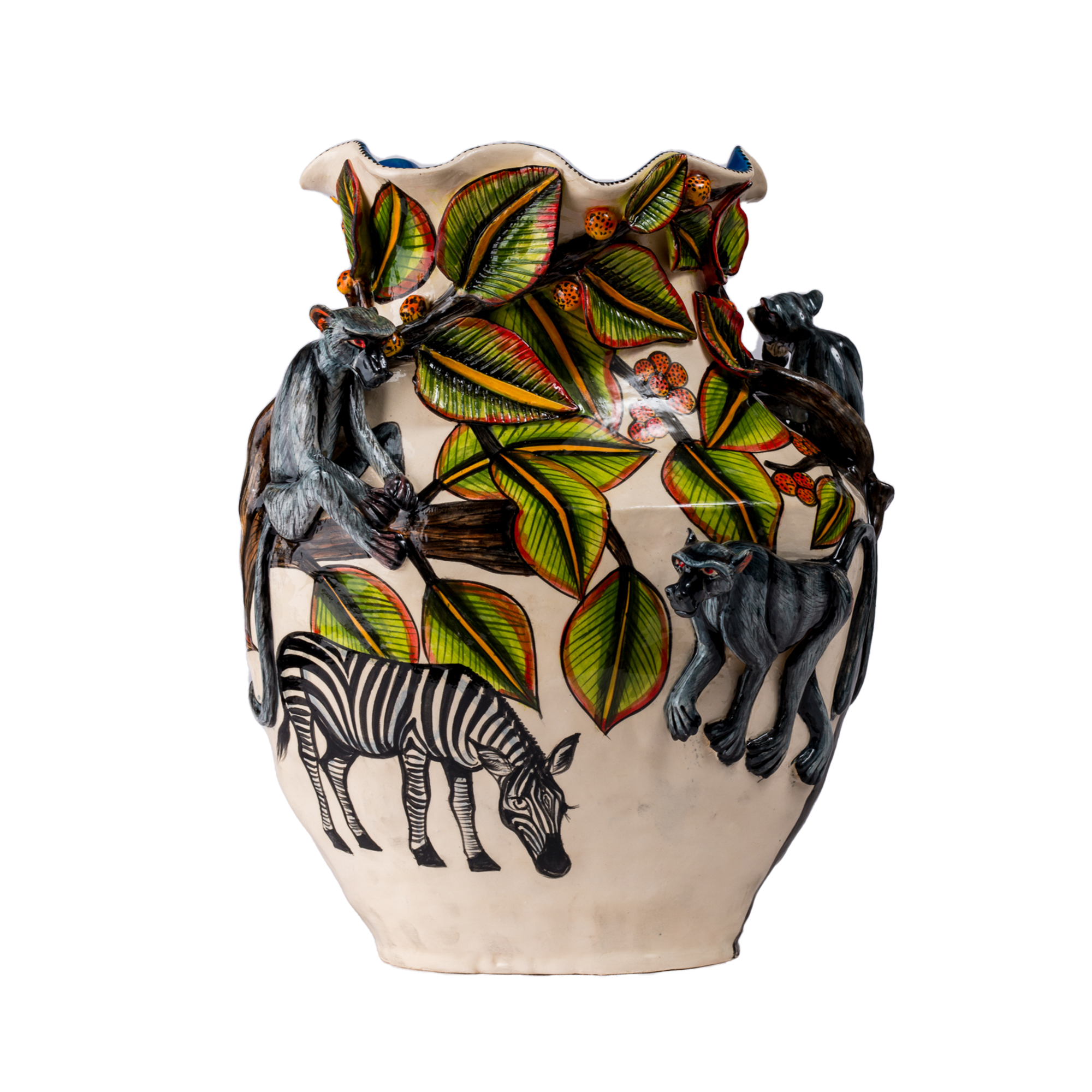The Troops - Large Hand Painted 3D Ceramic Vase