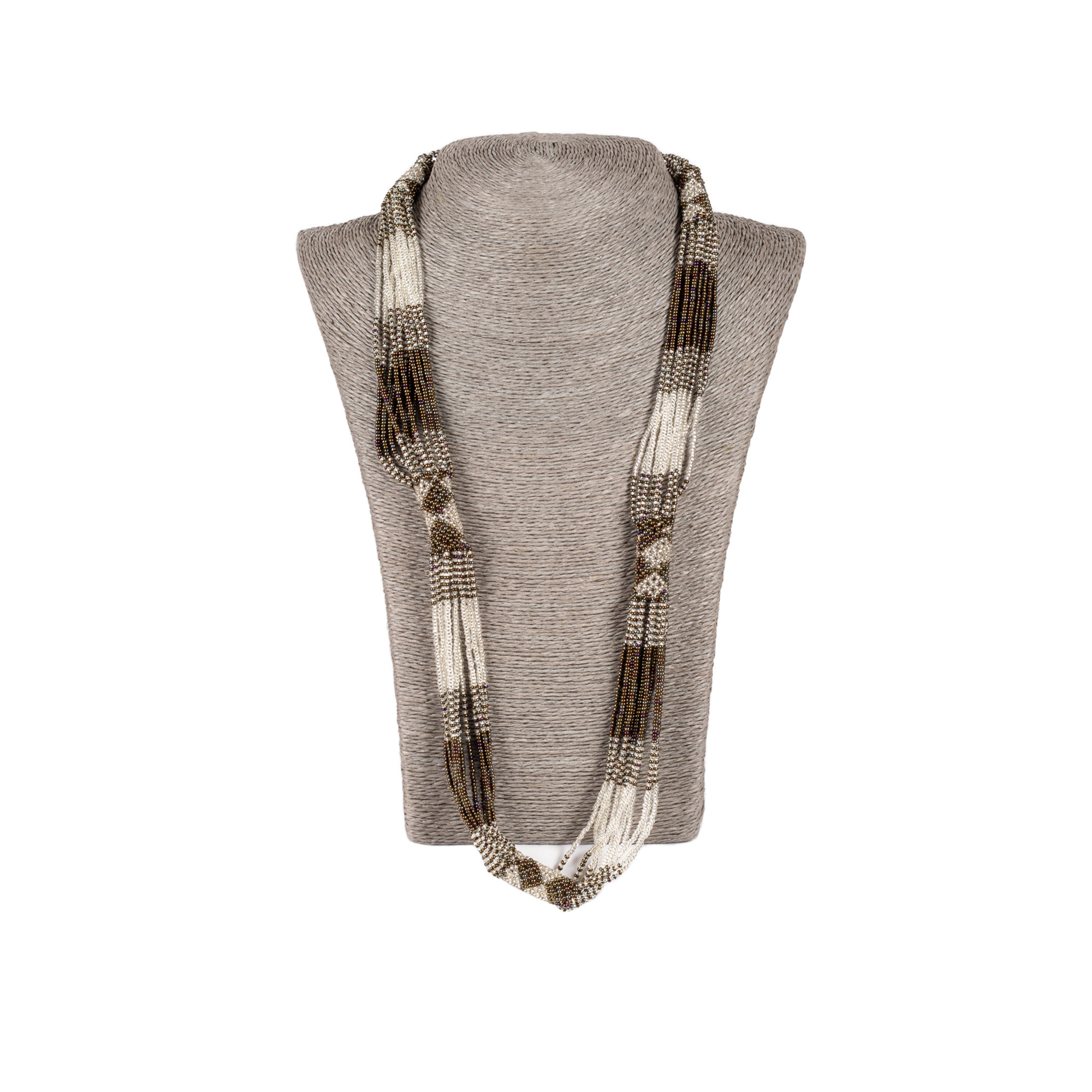 Traditional Zulu Hand Beaded Necklace (Natural Colours)