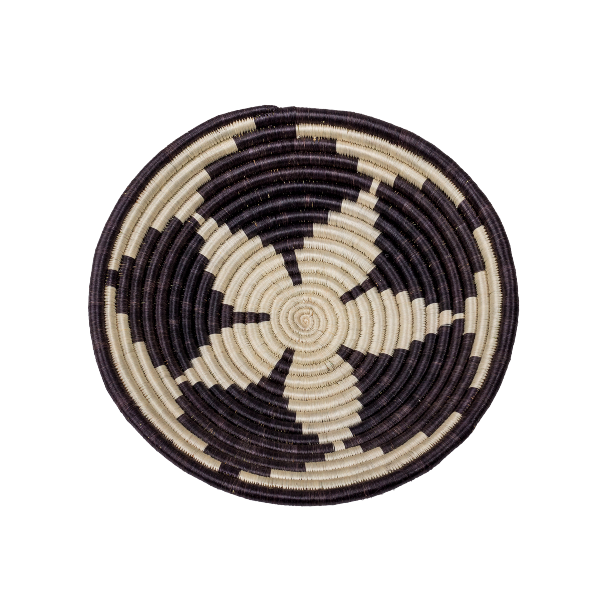 Large Handwoven Rwandan Basket - Black & White Patterns (28cm)