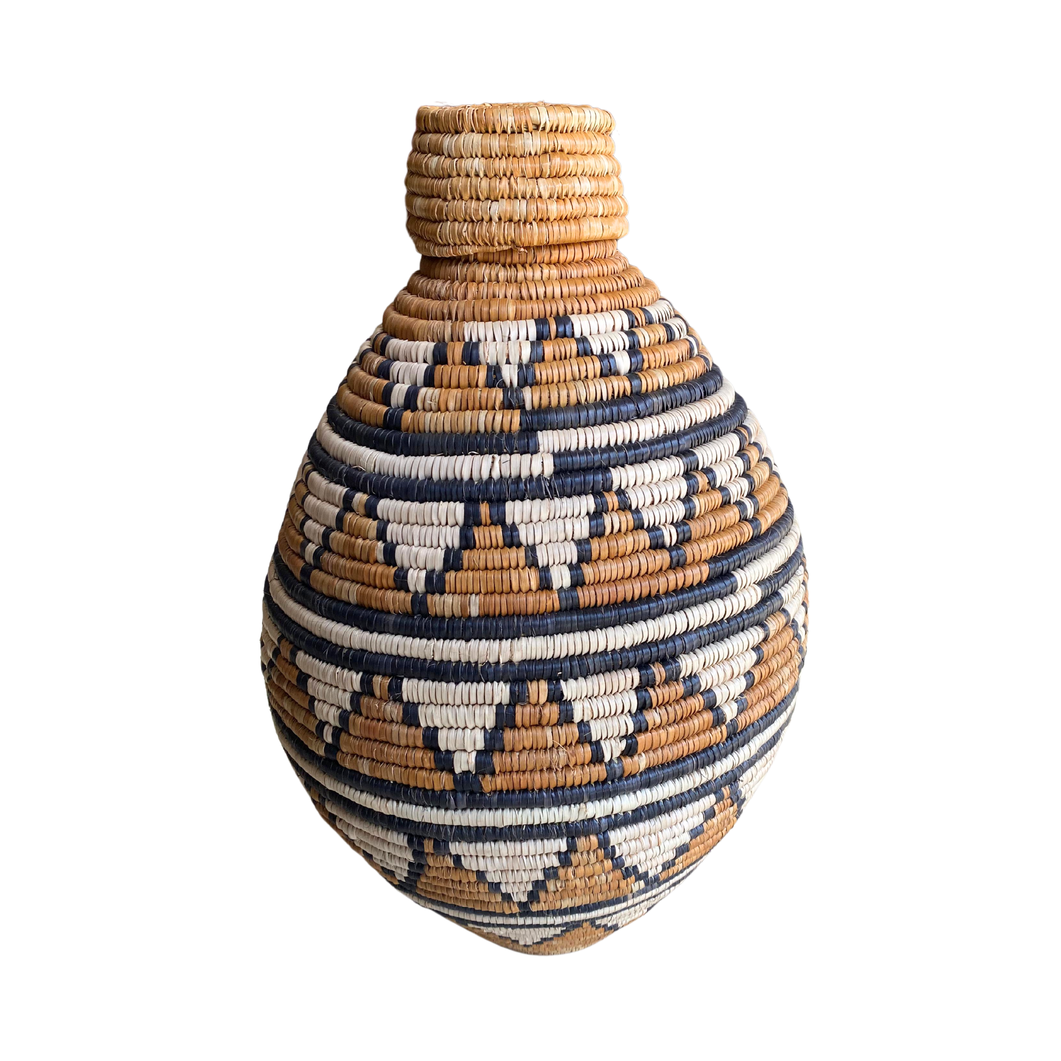 Small Hand Woven Triangle Basket (Brown; Cream; Black)