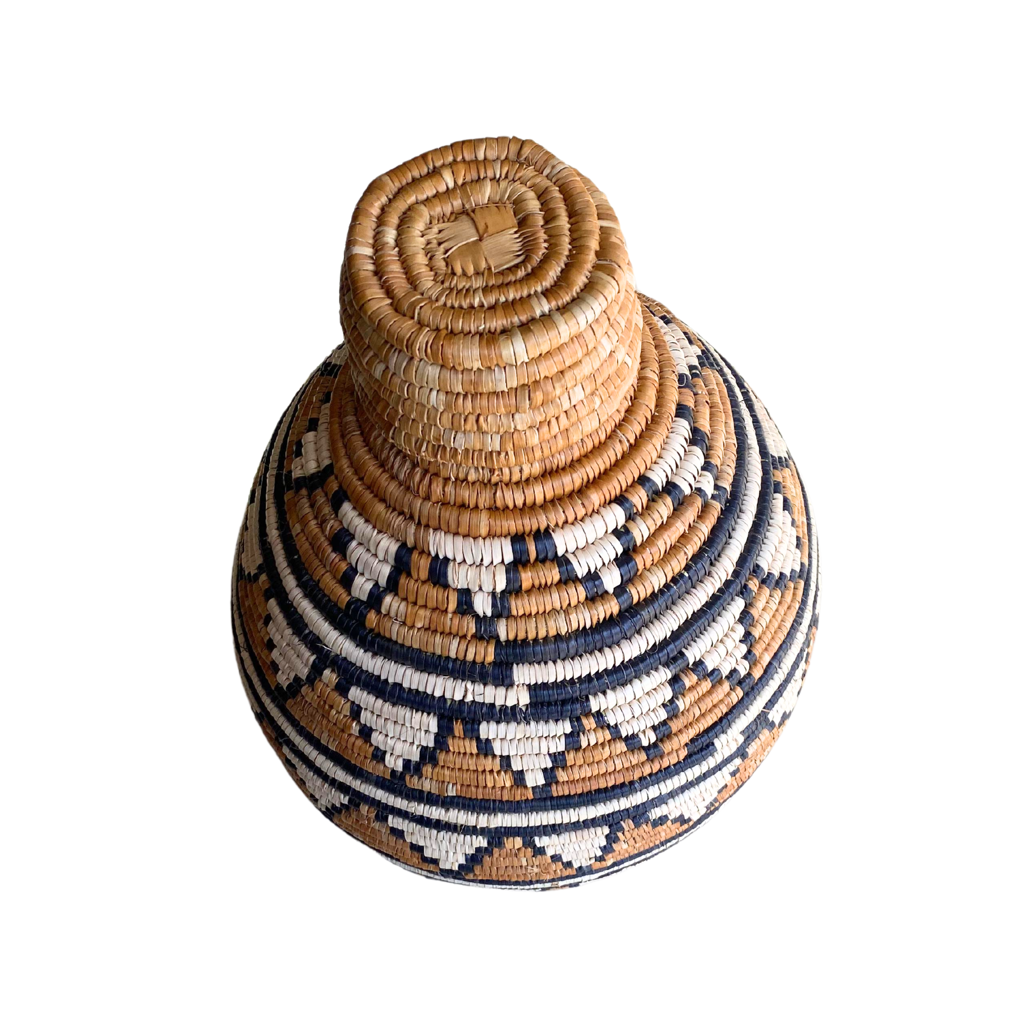 Small Hand Woven Triangle Basket (Brown; Cream; Black)