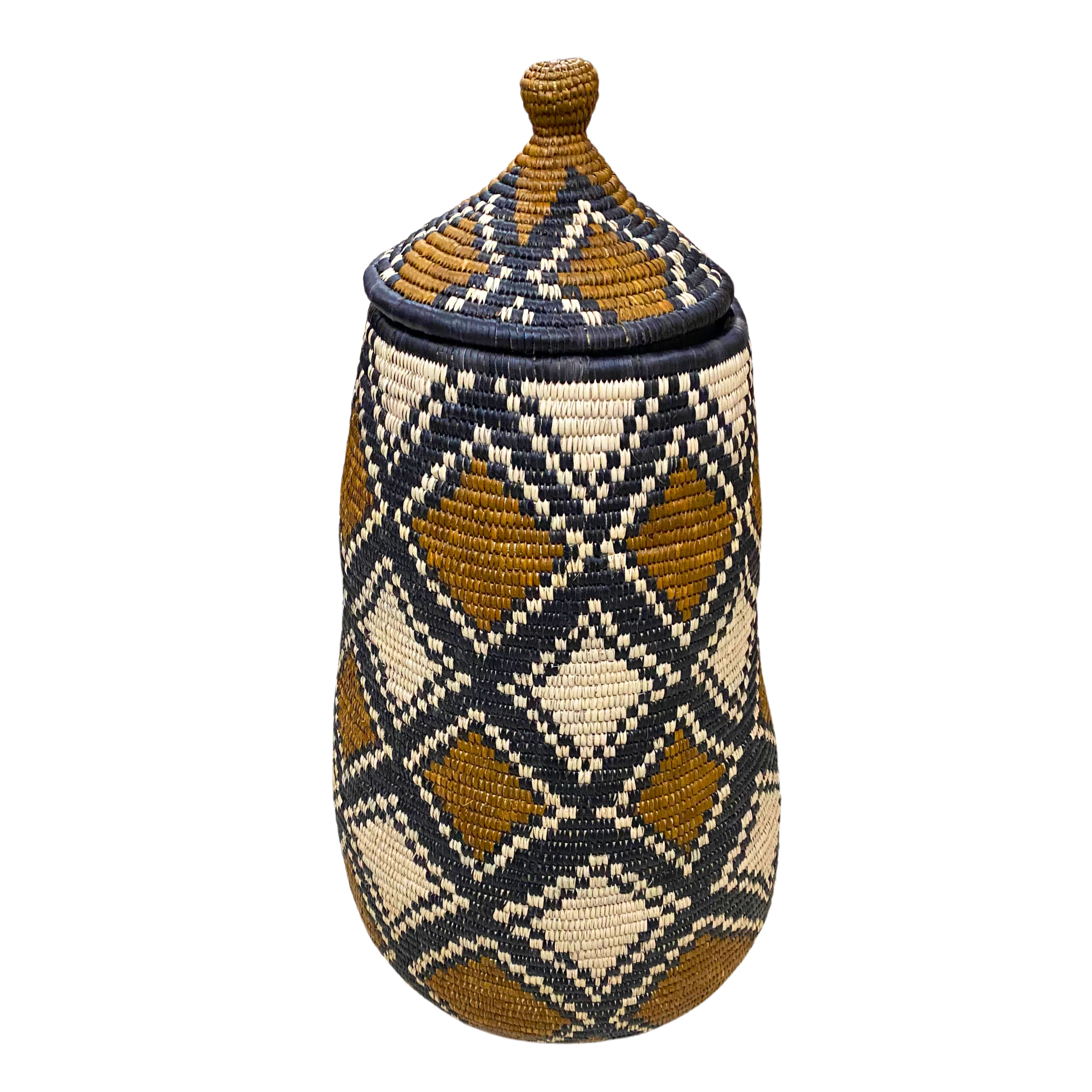 Hand Woven Diamond Basket( Black, Brown & Cream)
