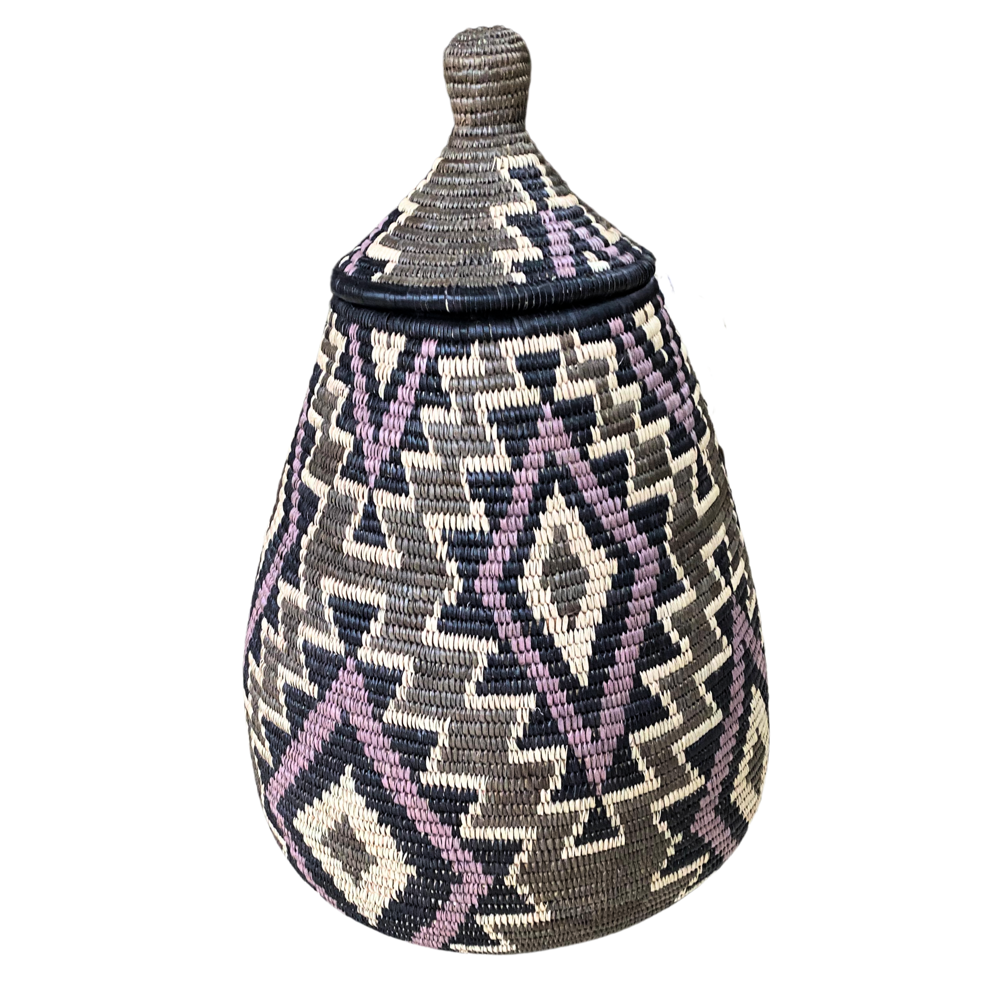 Hand Woven Shield Basket (Purple, Black, Grey & Cream)