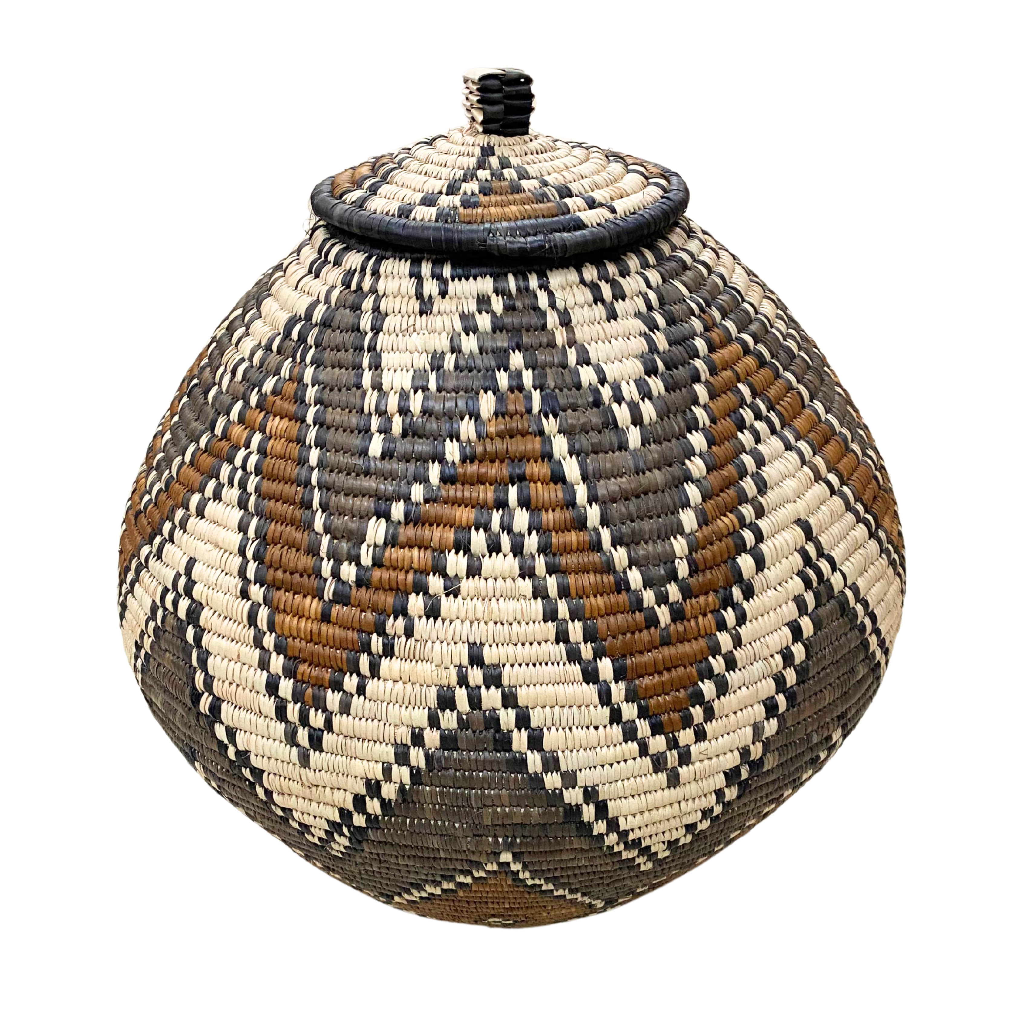Hand Woven Zig-Zag Basket( Grey, Brown, Cream & Black)