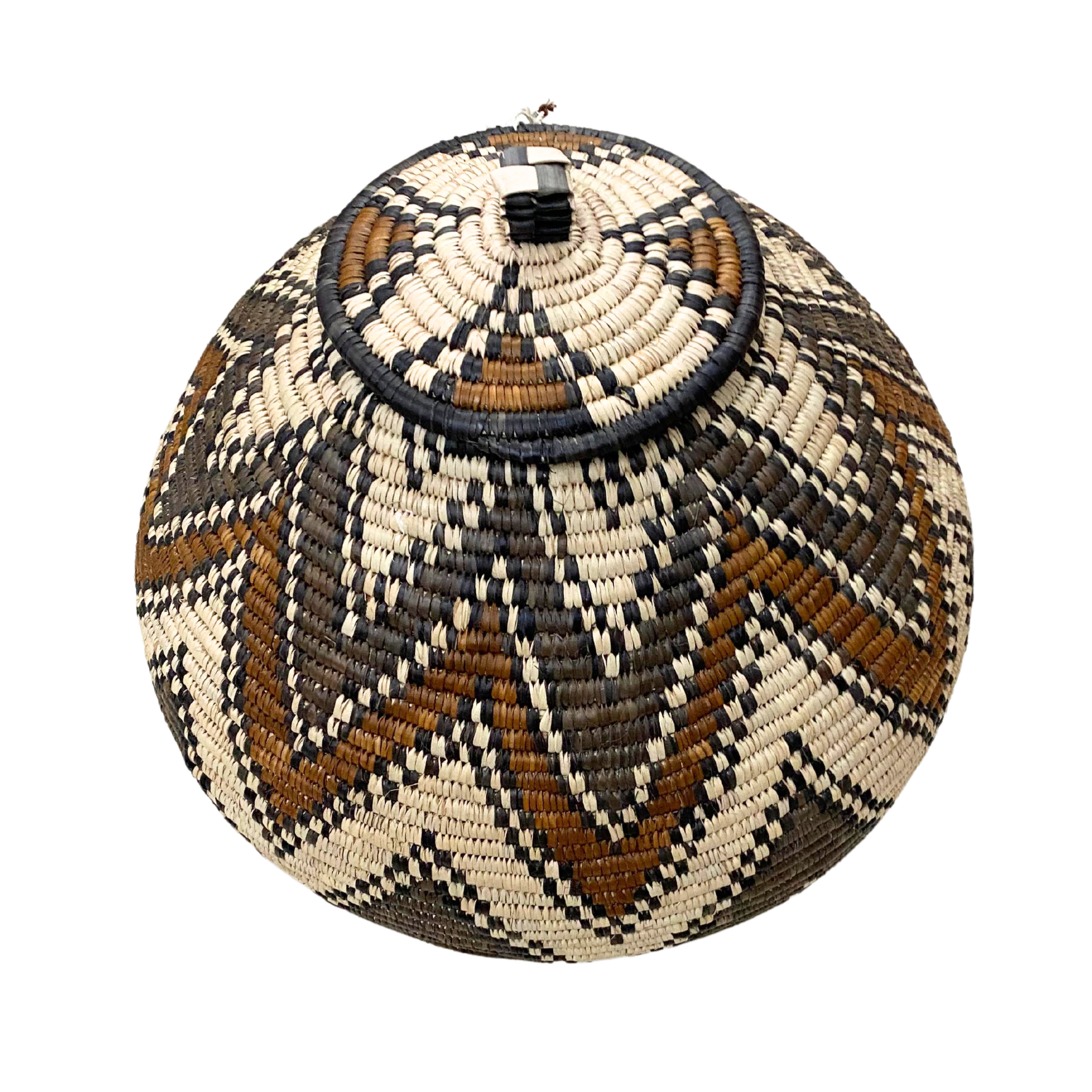 Hand Woven Zig-Zag Basket( Grey, Brown, Cream & Black)