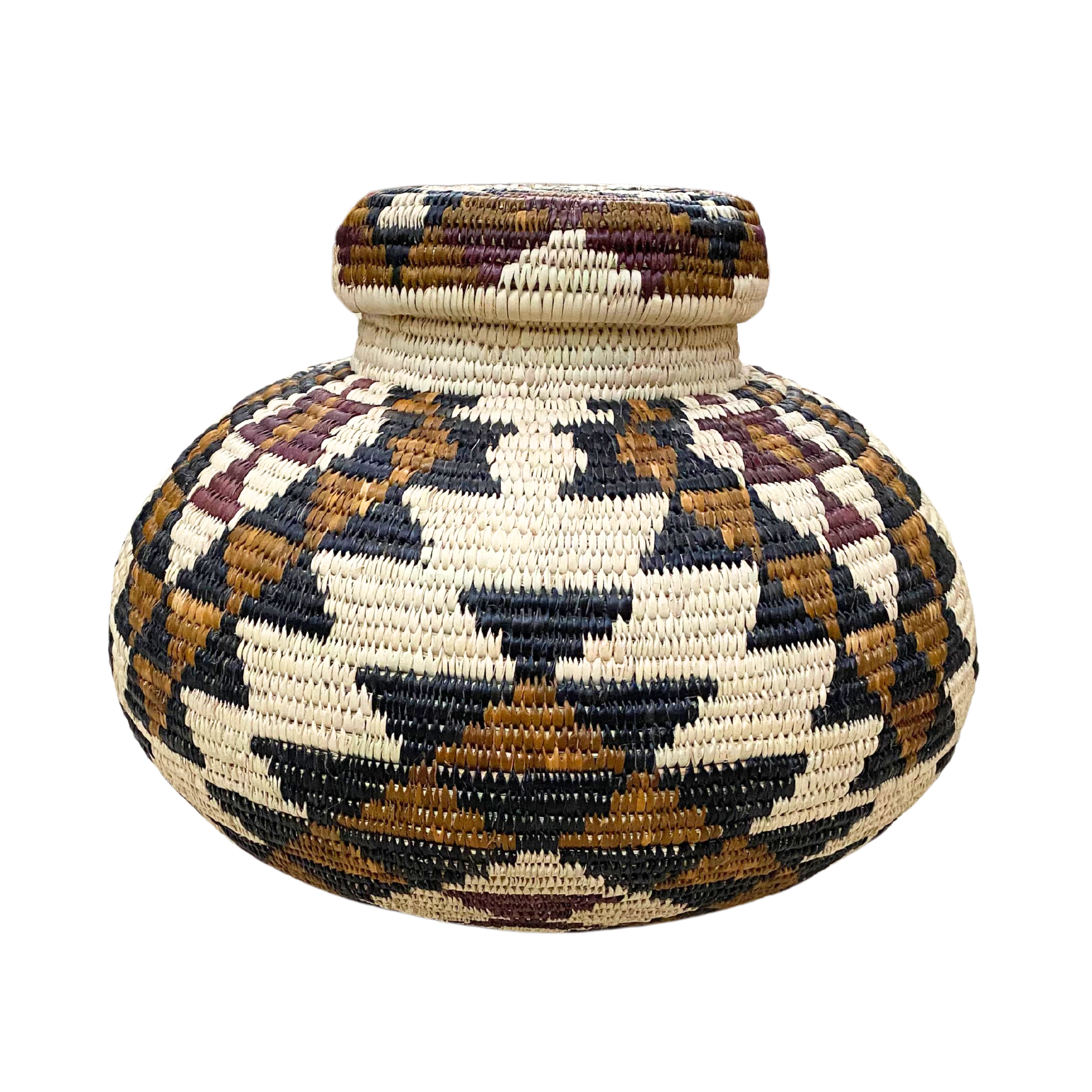 Hand Woven Triangle Groom Basket (Red, Brown, Cream & Black)