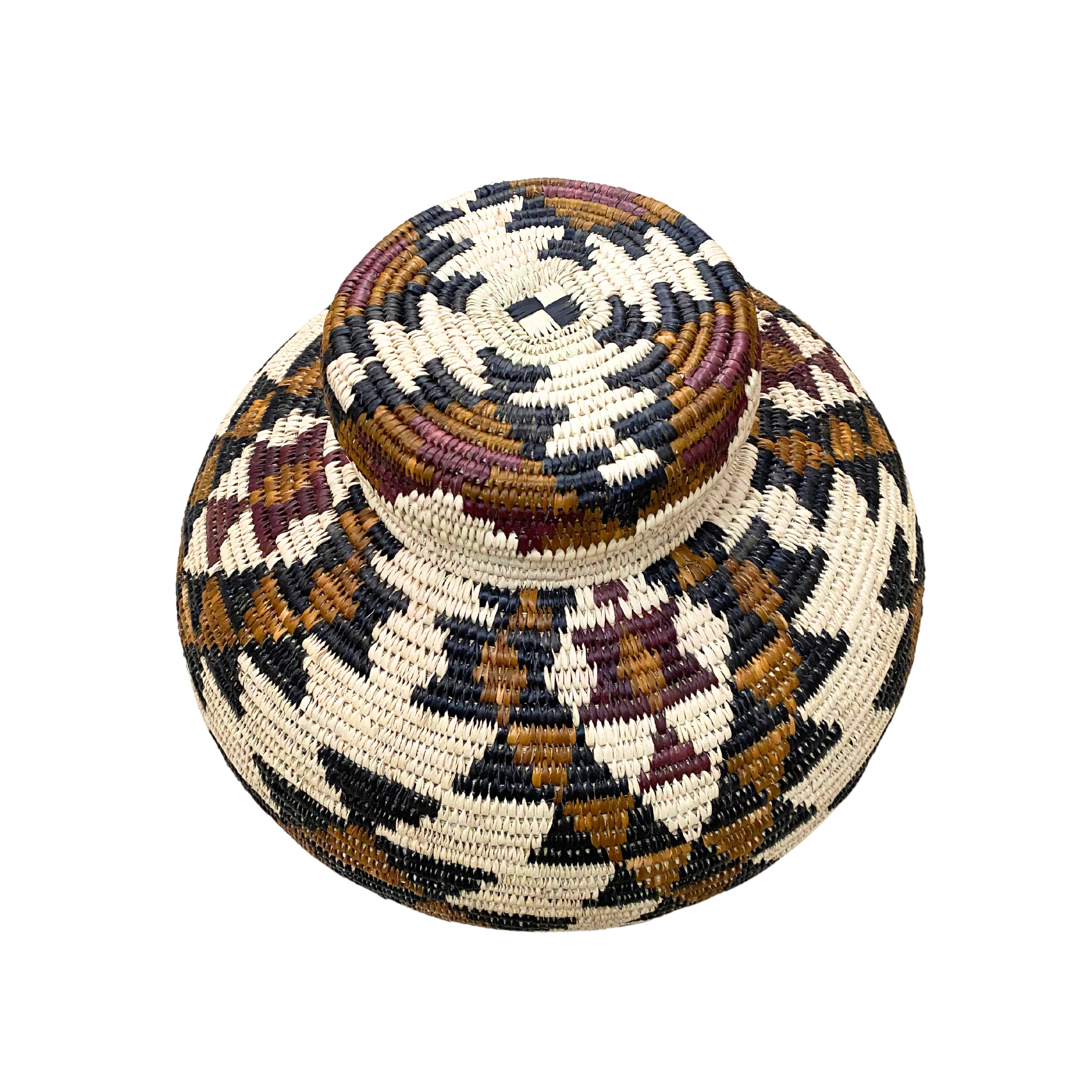 Hand Woven Triangle Groom Basket (Red, Brown, Cream & Black)