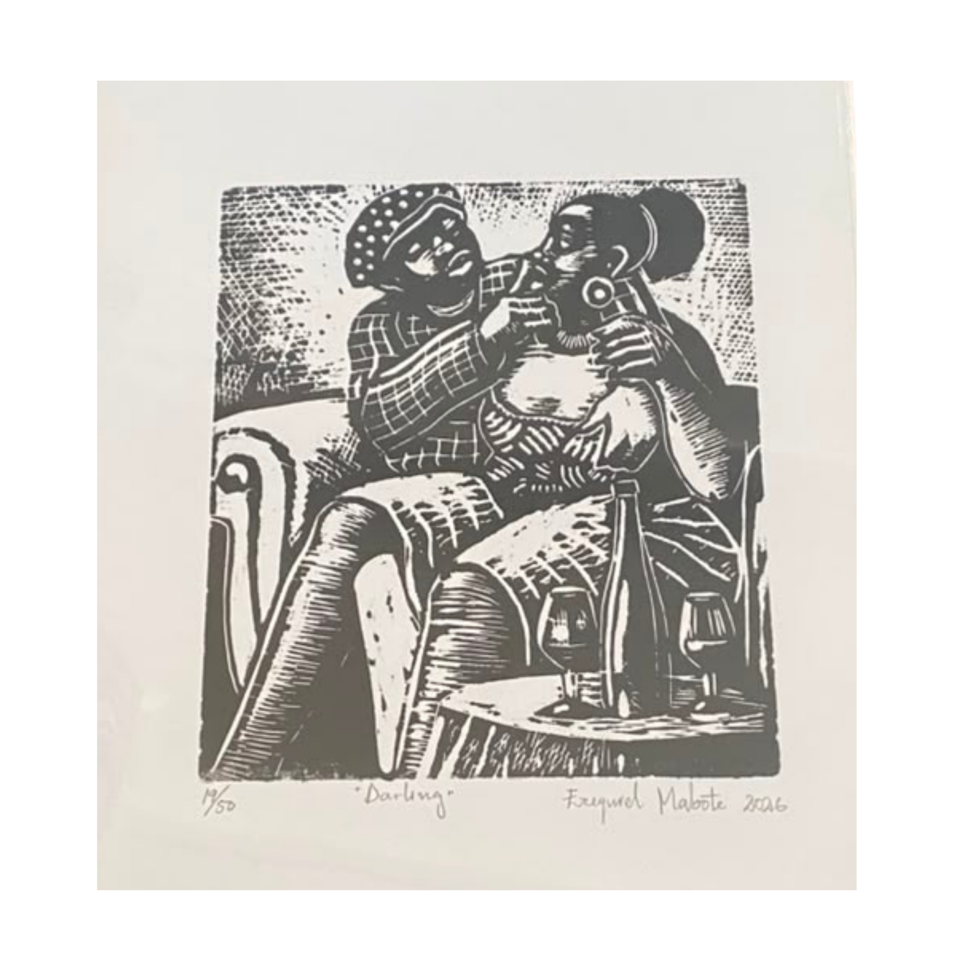 Mabote Art Woodprint Painting - Darling