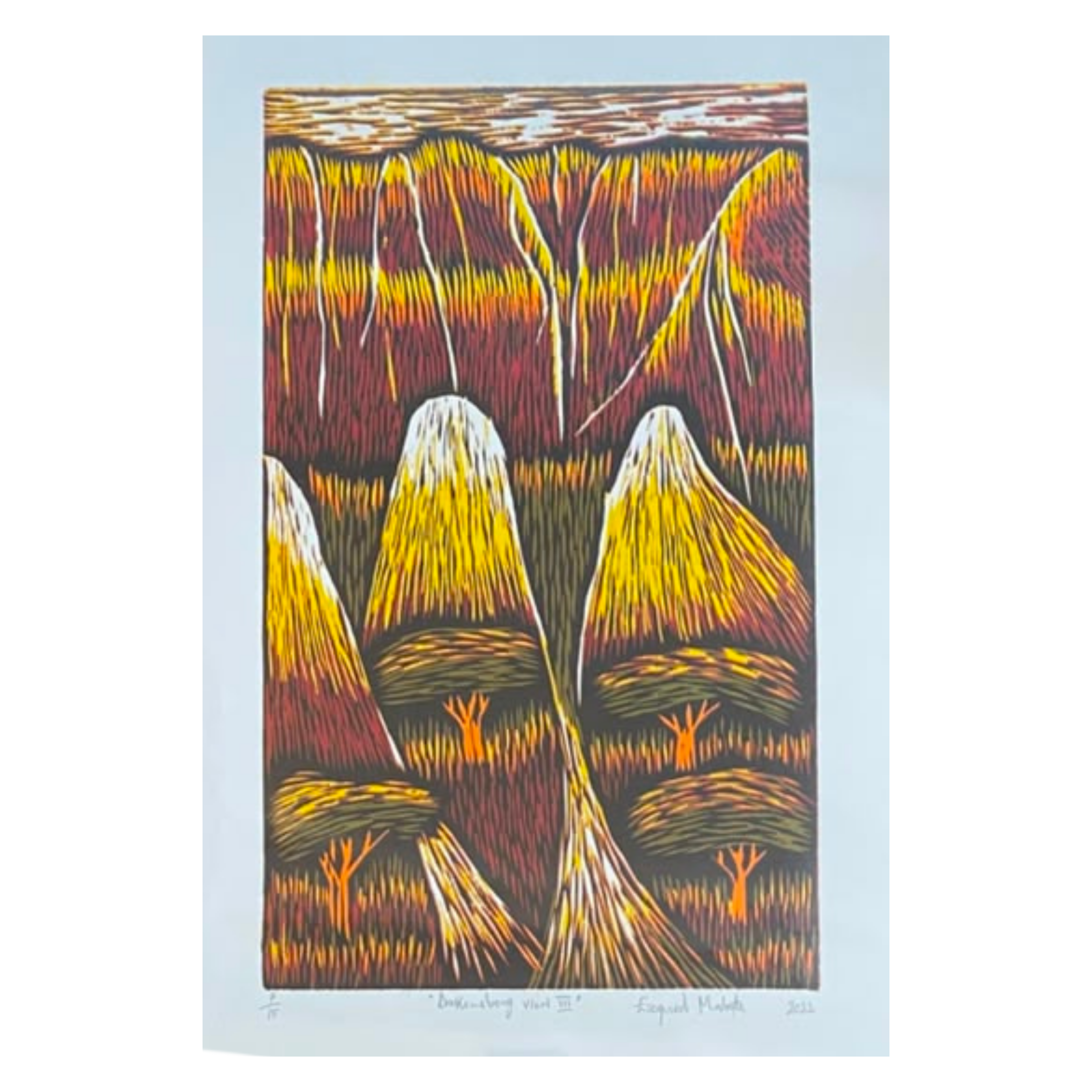 Mabote Art Woodprint Painting - Drakenberg View
