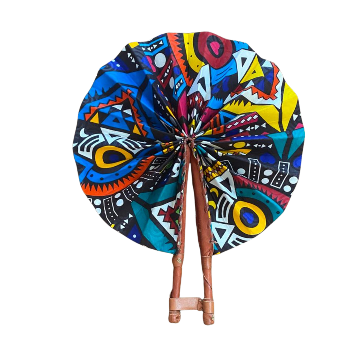 Fold Up African Leather Fan (Fan 14)