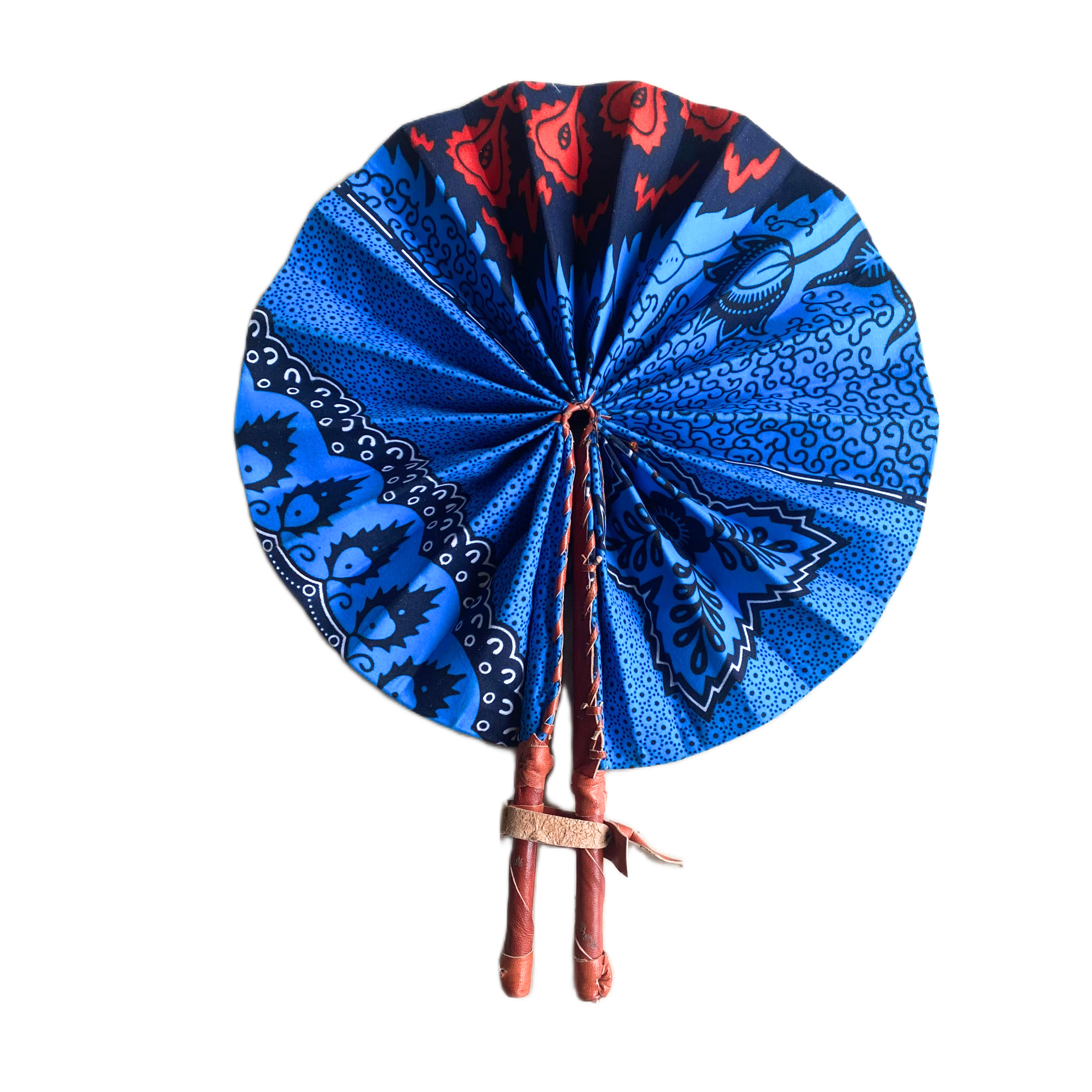Fold Up African Leather Fan (Fan 29)