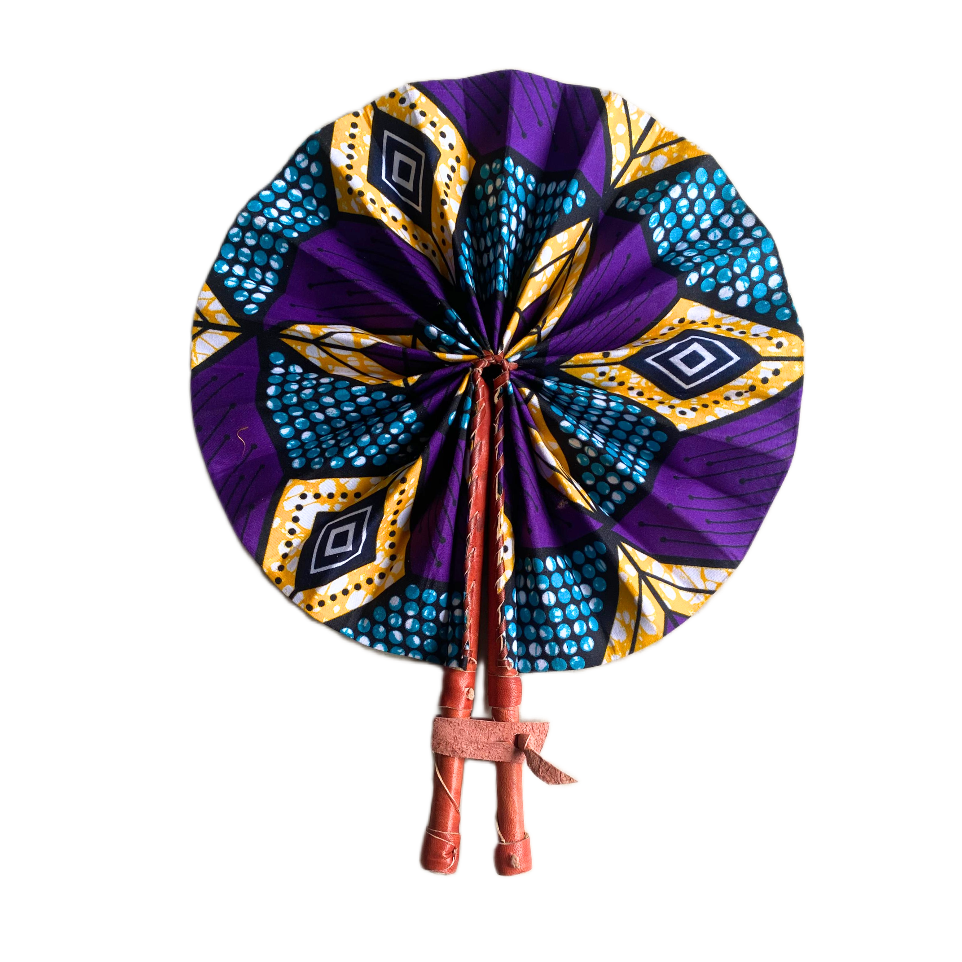 Fold Up African Leather Fan (Fan 41)