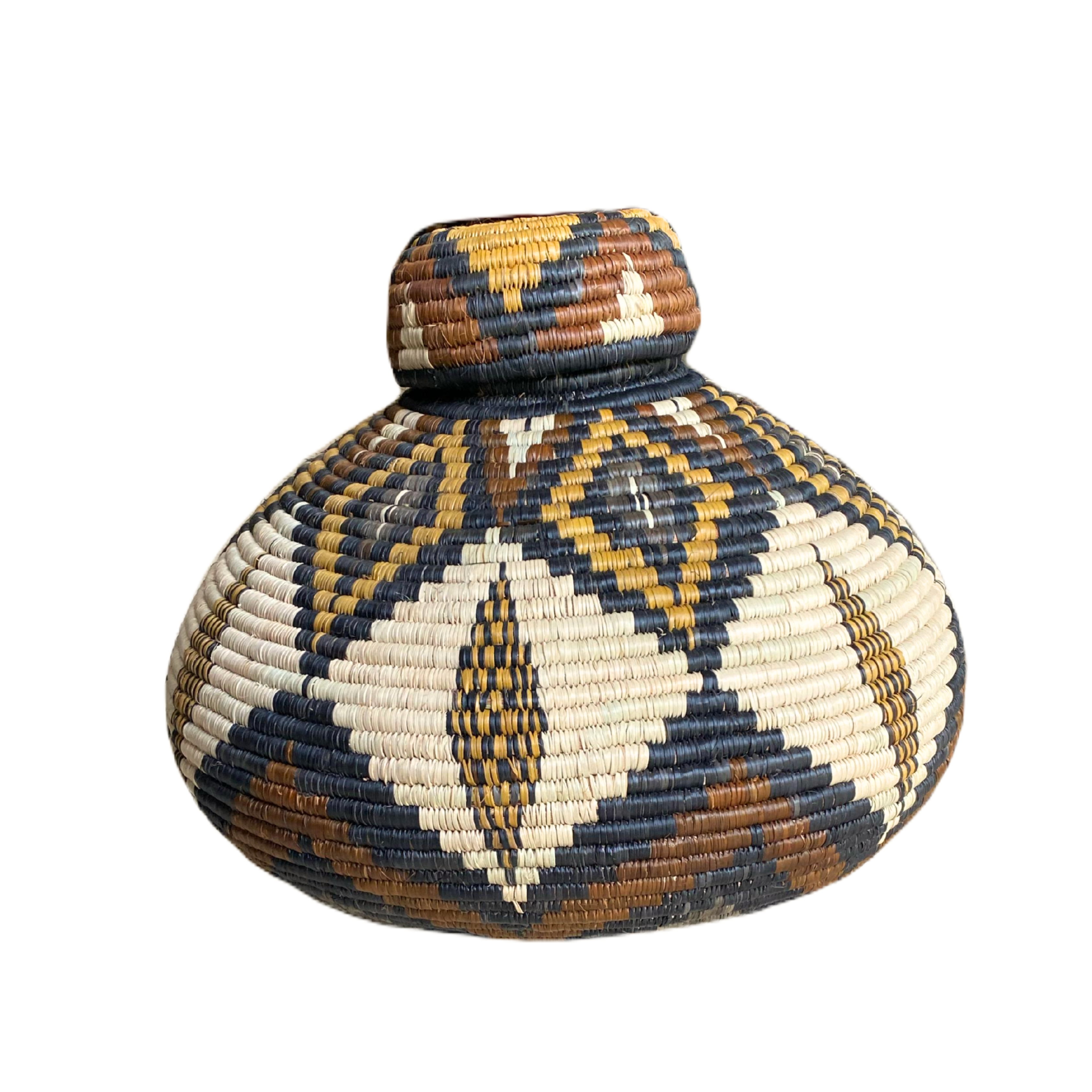 Hand Woven Zulu Reed Basket - Diamond Cat Eyes