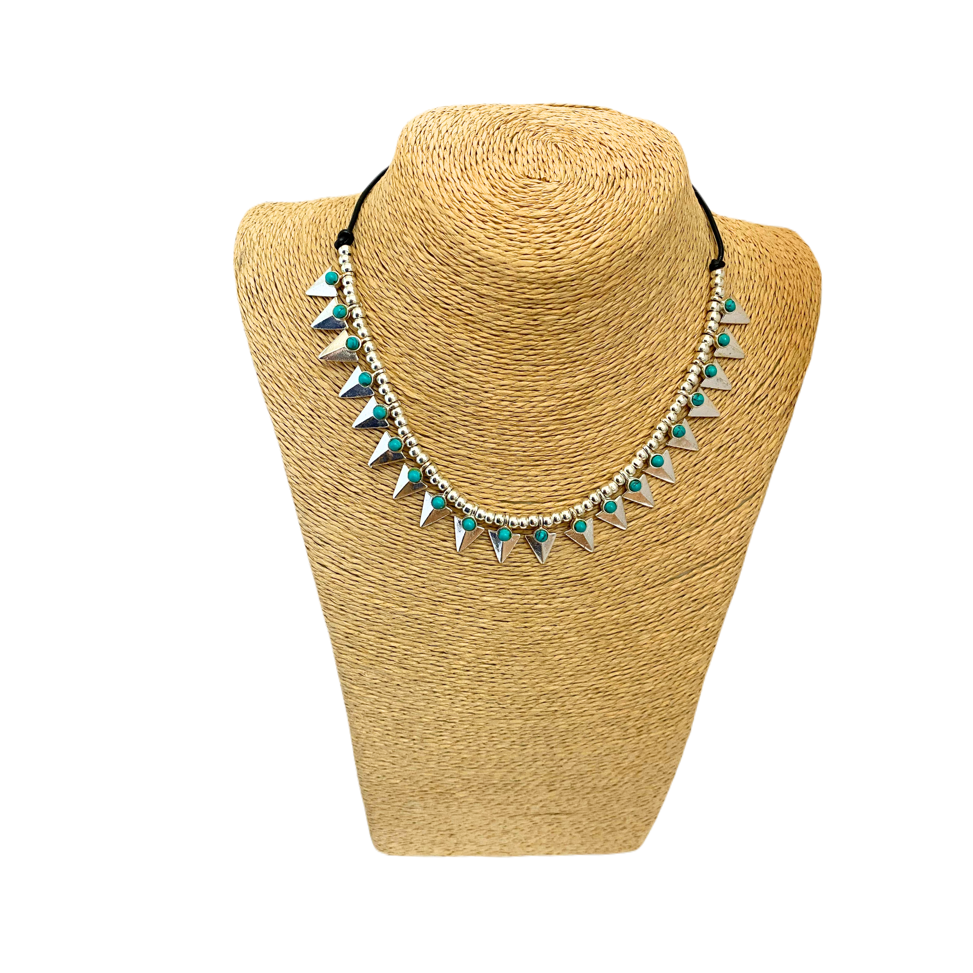 Warrick Silver Spearred Turquoise Inlay Necklace