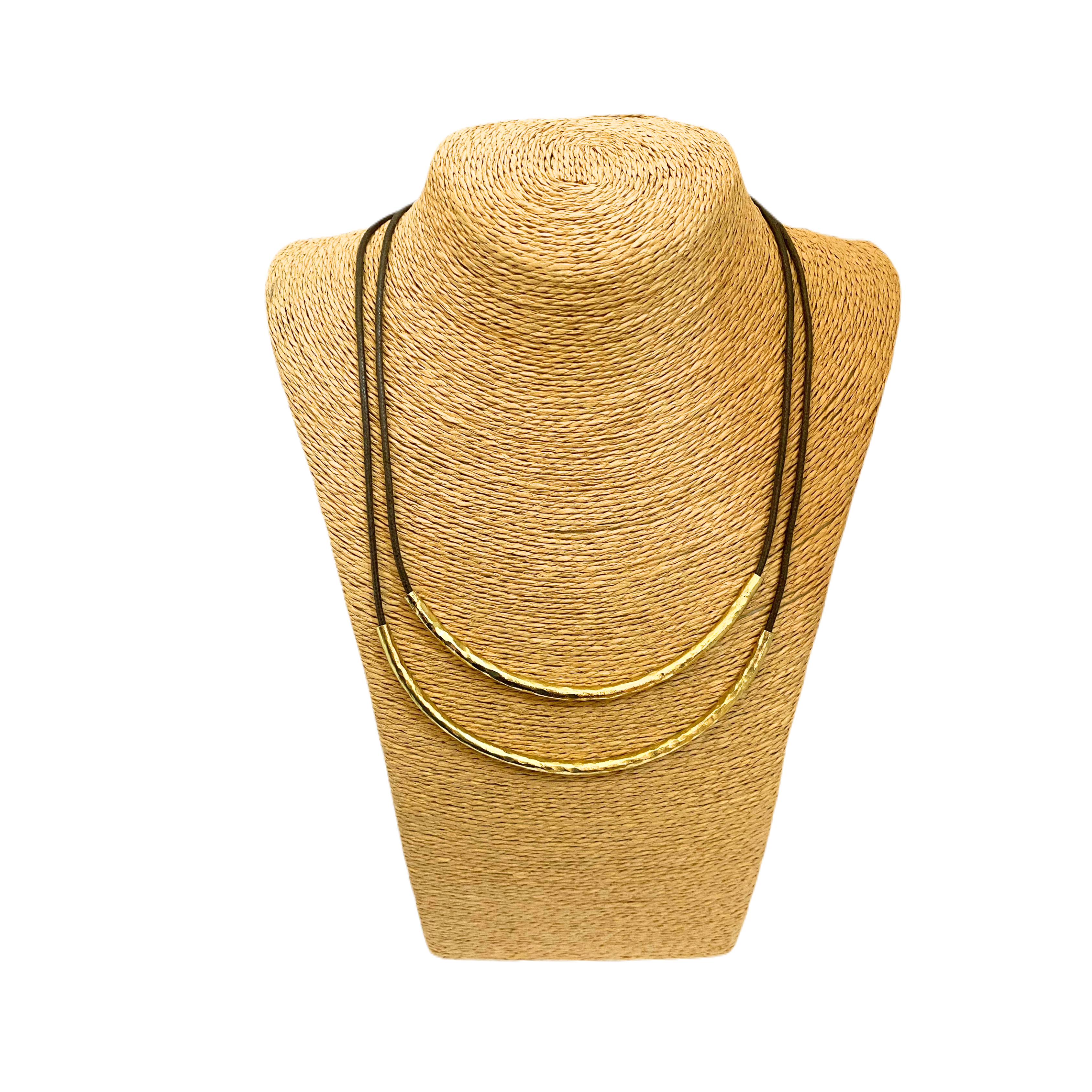 Leena Two Line Brass Piped Necklace