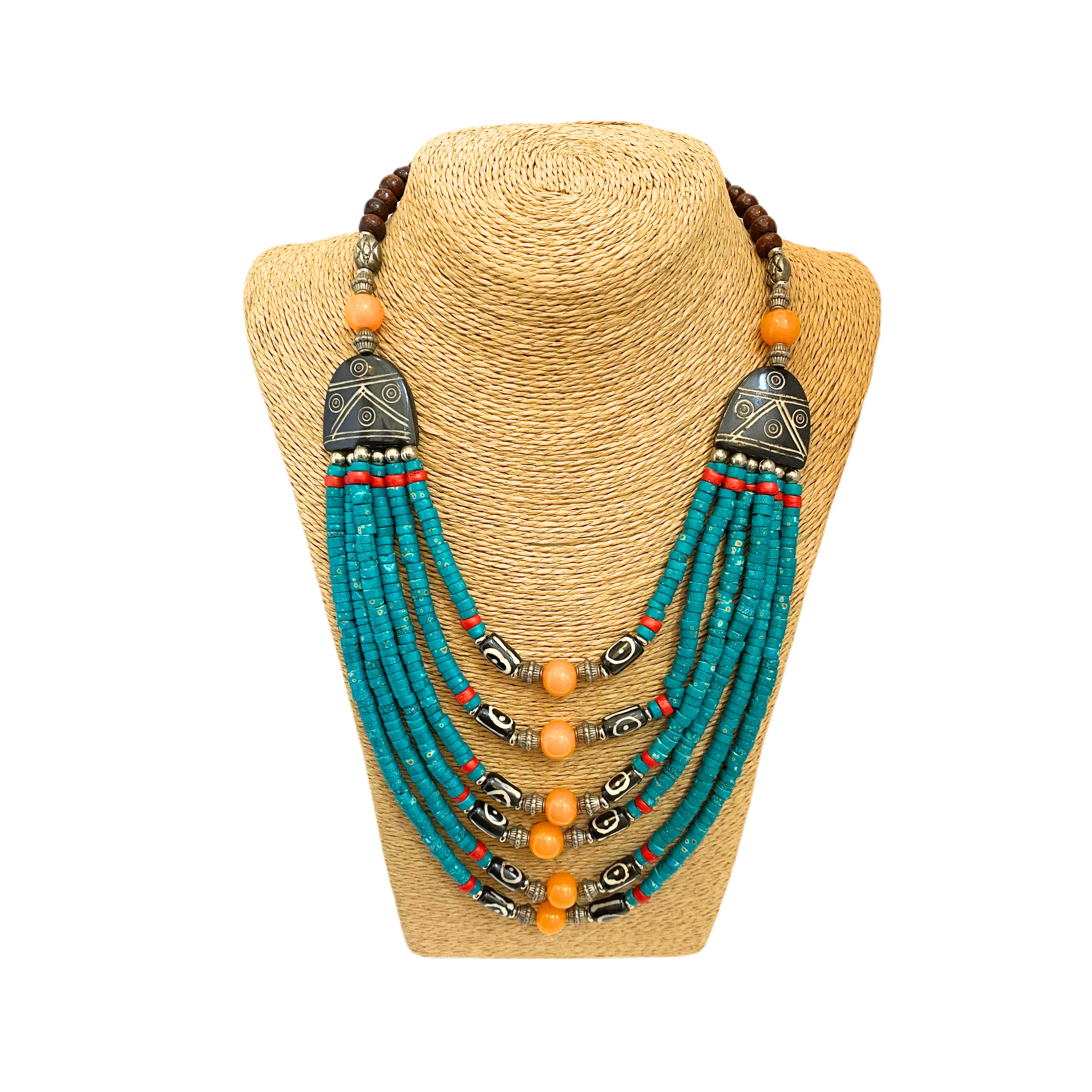 Ori Multiline Turquoise Bone Necklace