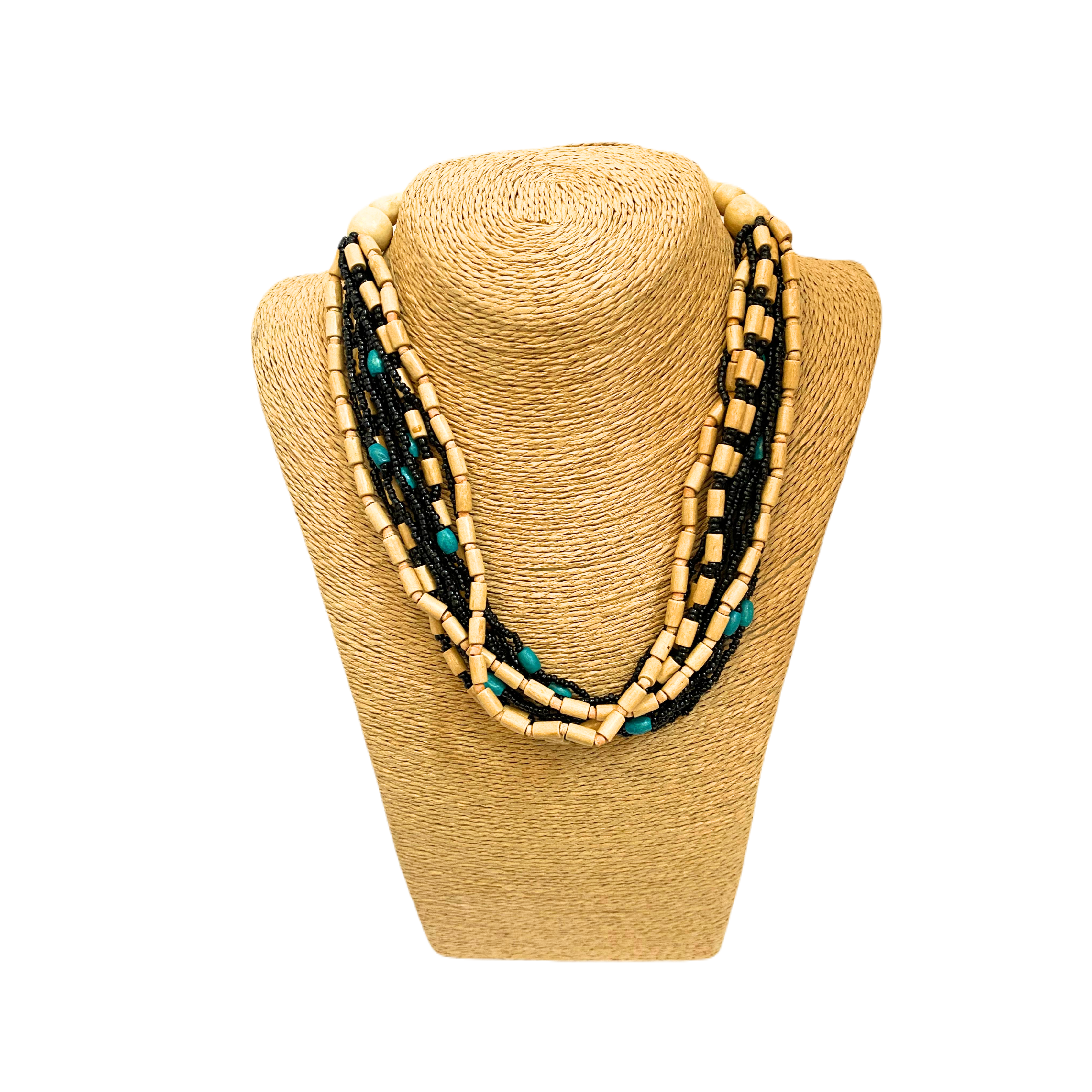 Fibi Wood & Turquoise Beaded Necklace