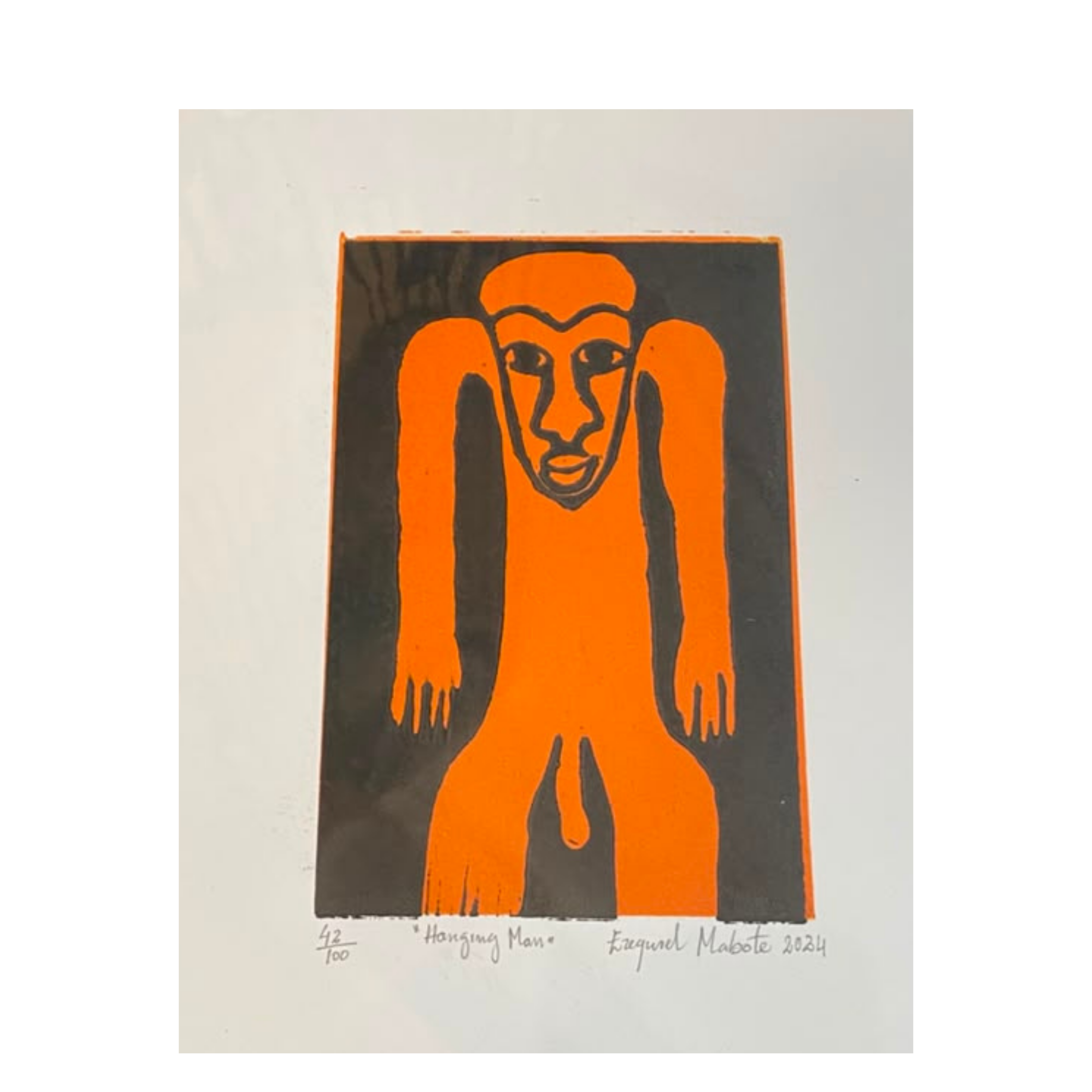 Mabote Art Woodprint Painting - Hanging Man