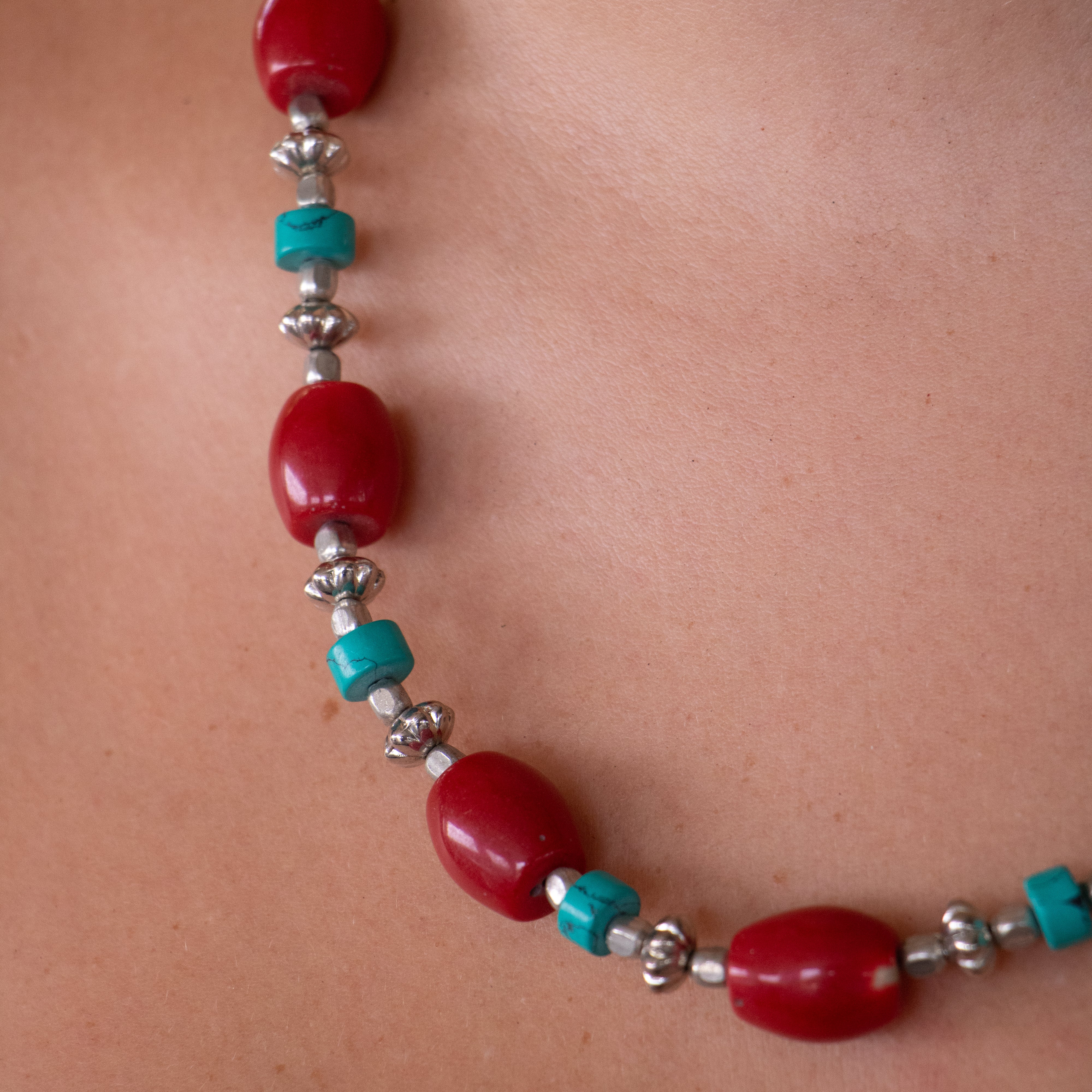 Toni Raspberry & Turquoise Necklace