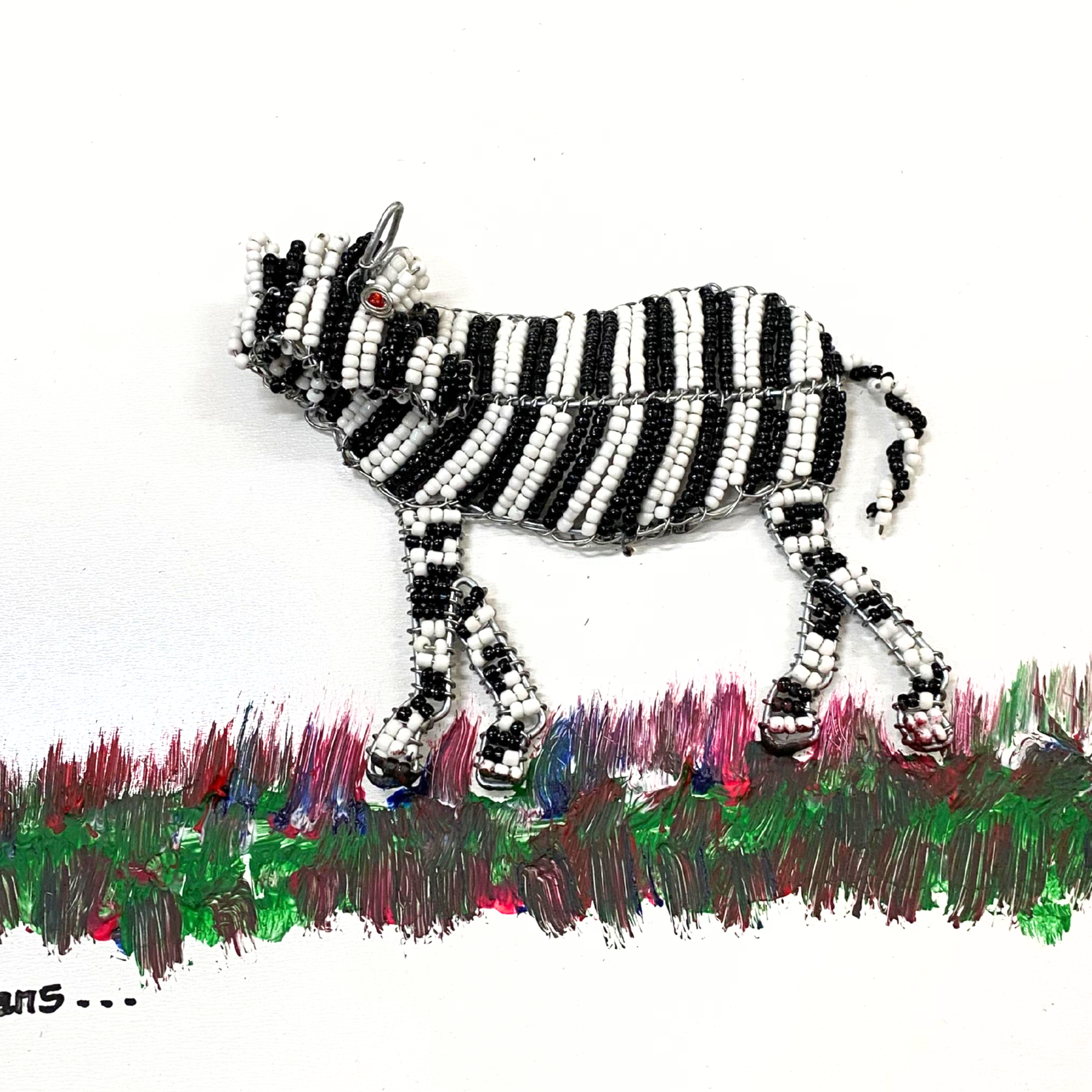 Evan's 3D Painting - Beaded Zebra (25cm x 25cm)
