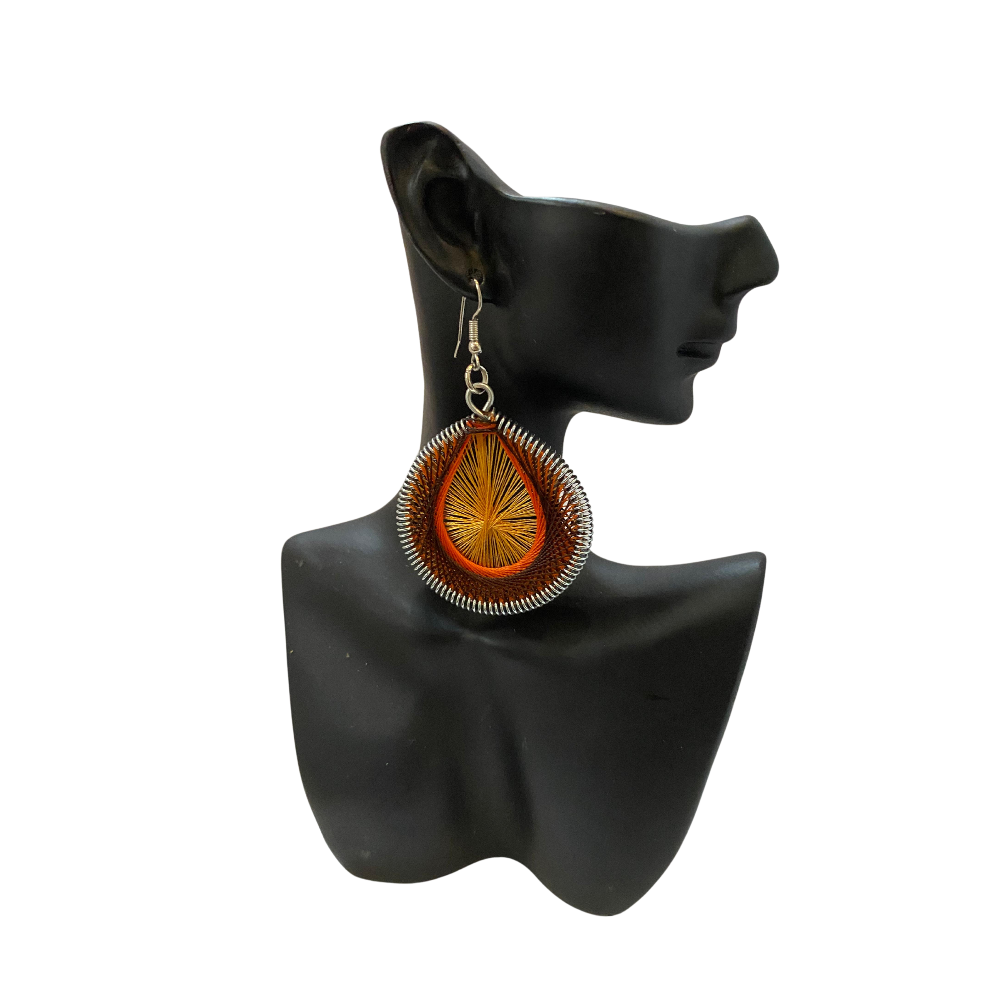 Large African Woven Cotton Earrings