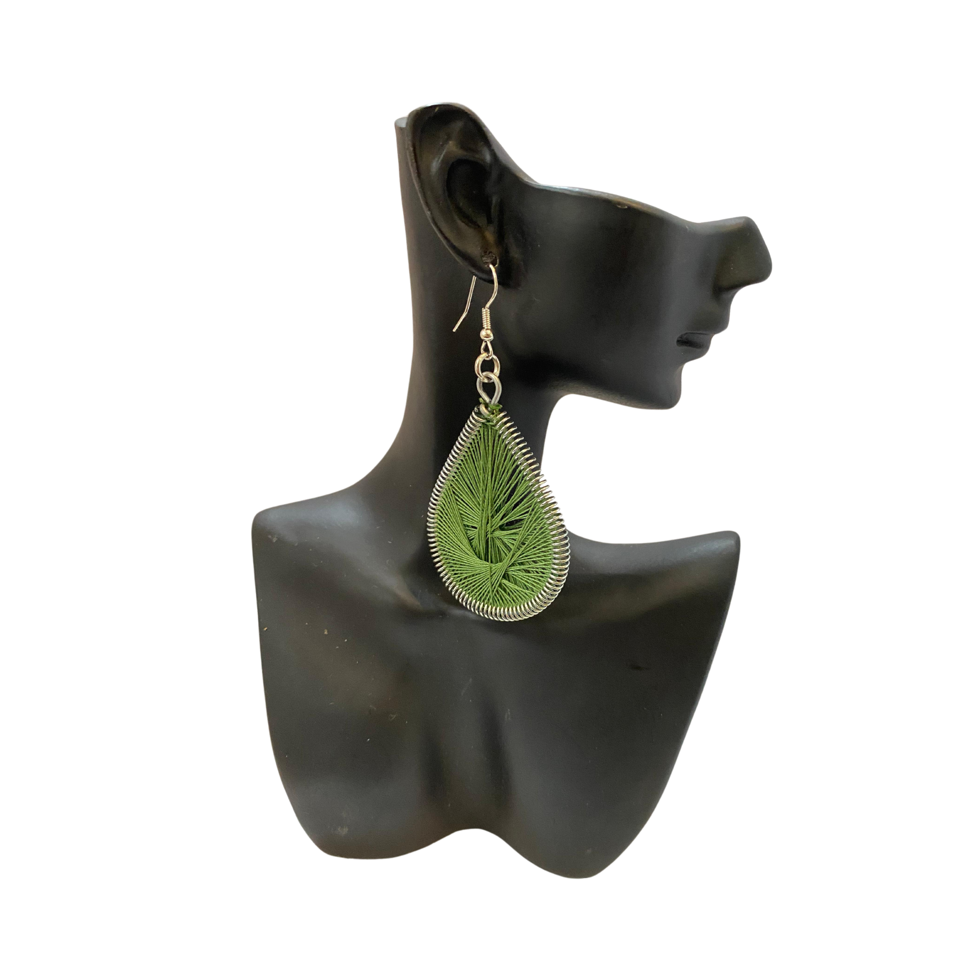 Large African Woven Cotton Earrings