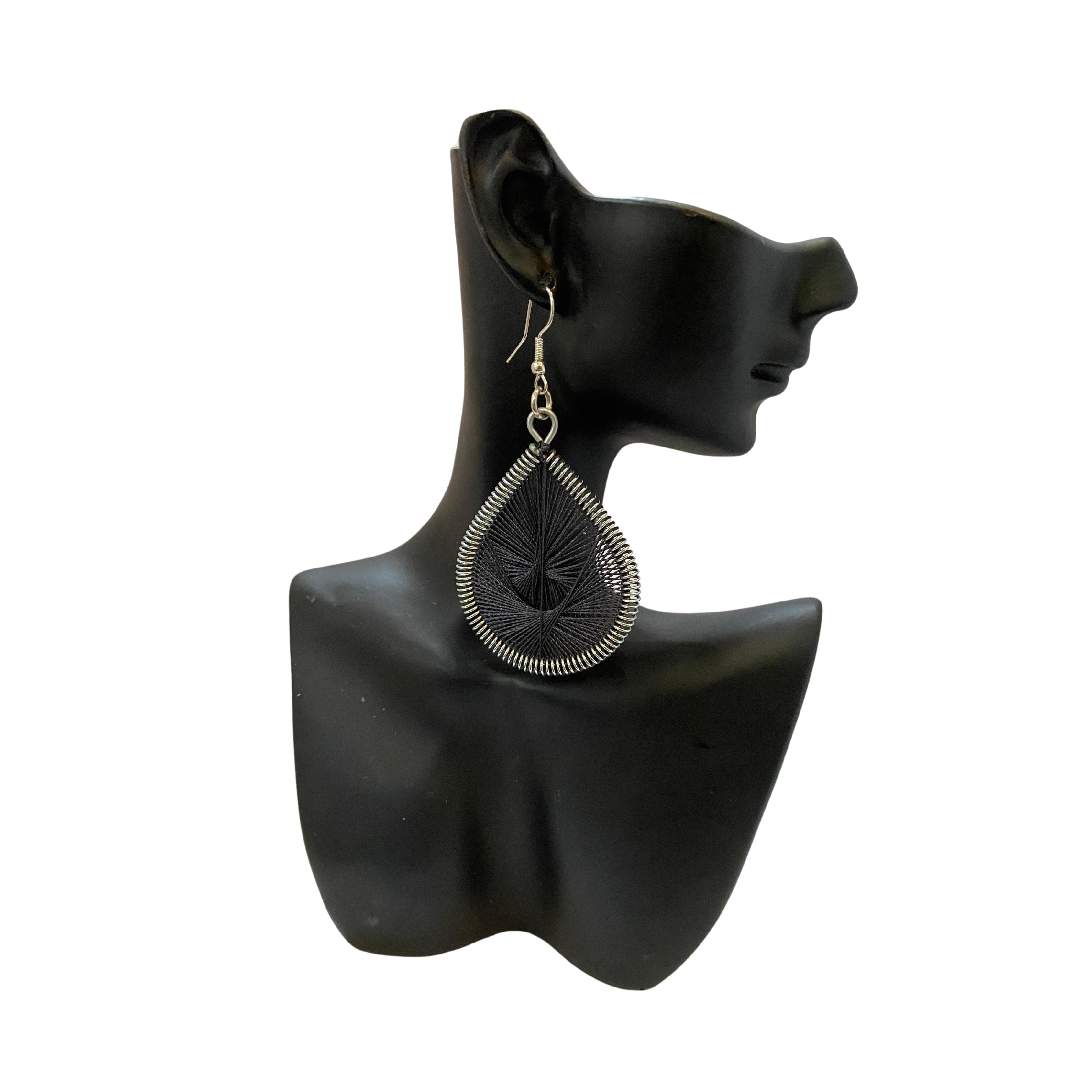 Large African Woven Cotton Earrings