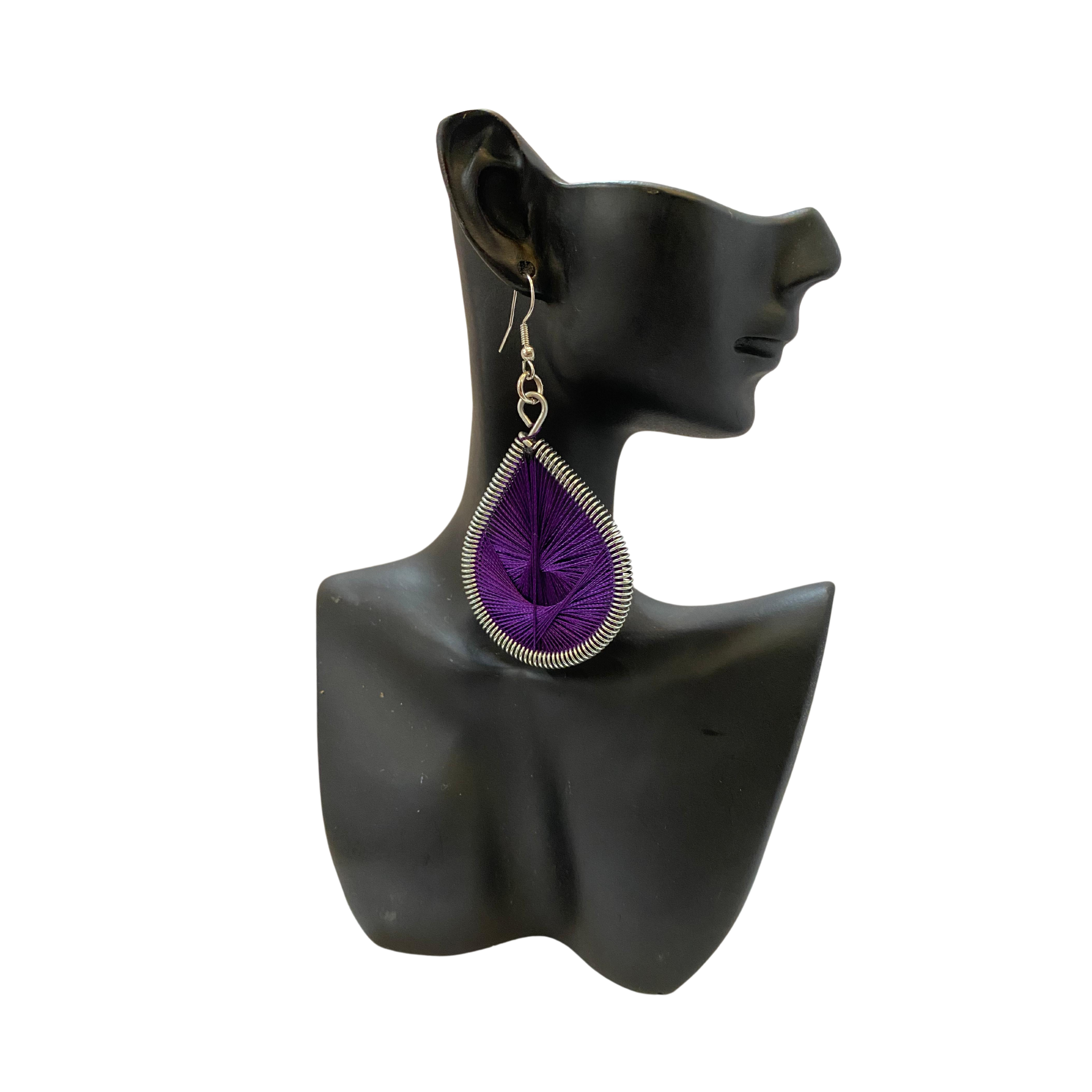 Large African Woven Cotton Earrings