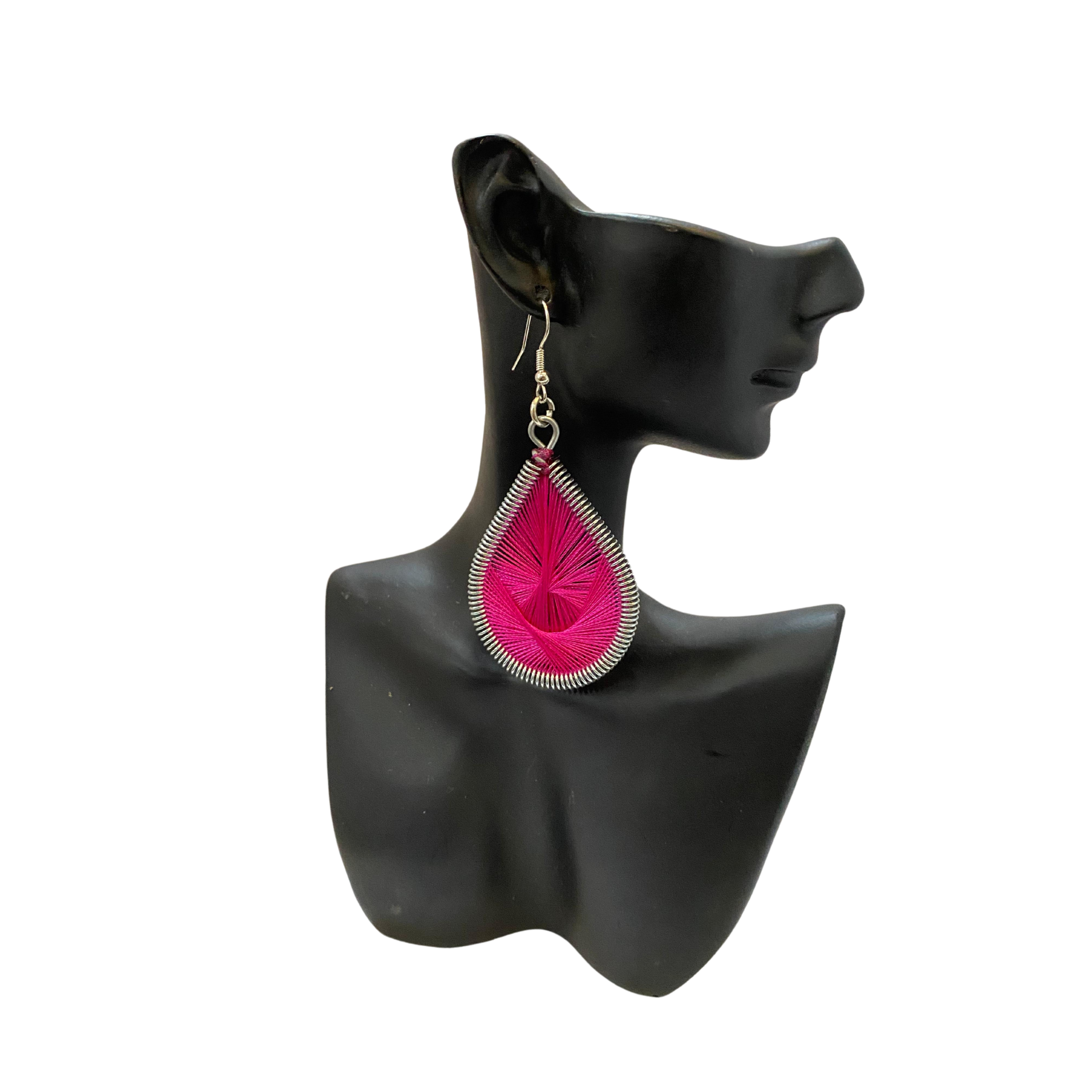Large African Woven Cotton Earrings