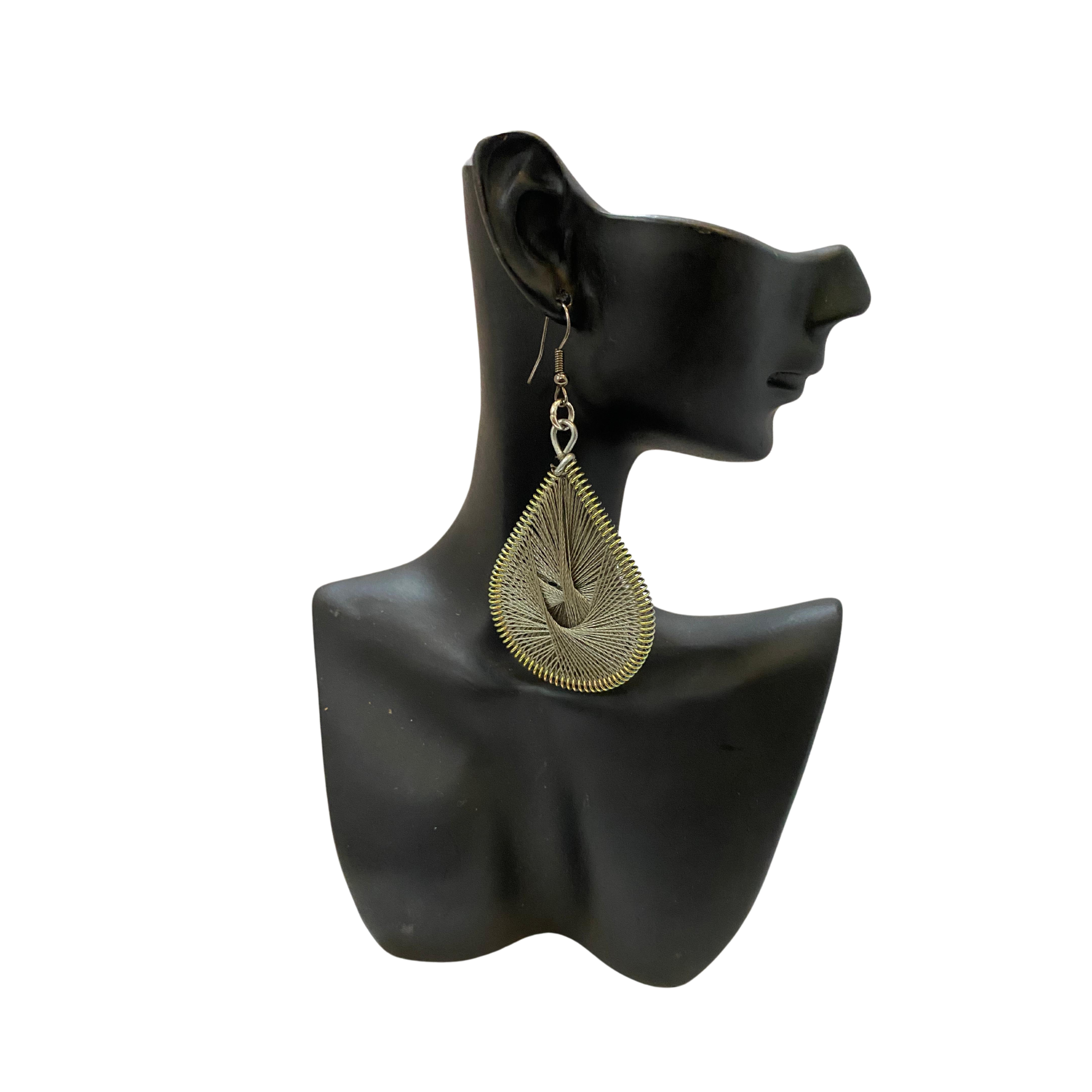 Large African Woven Cotton Earrings
