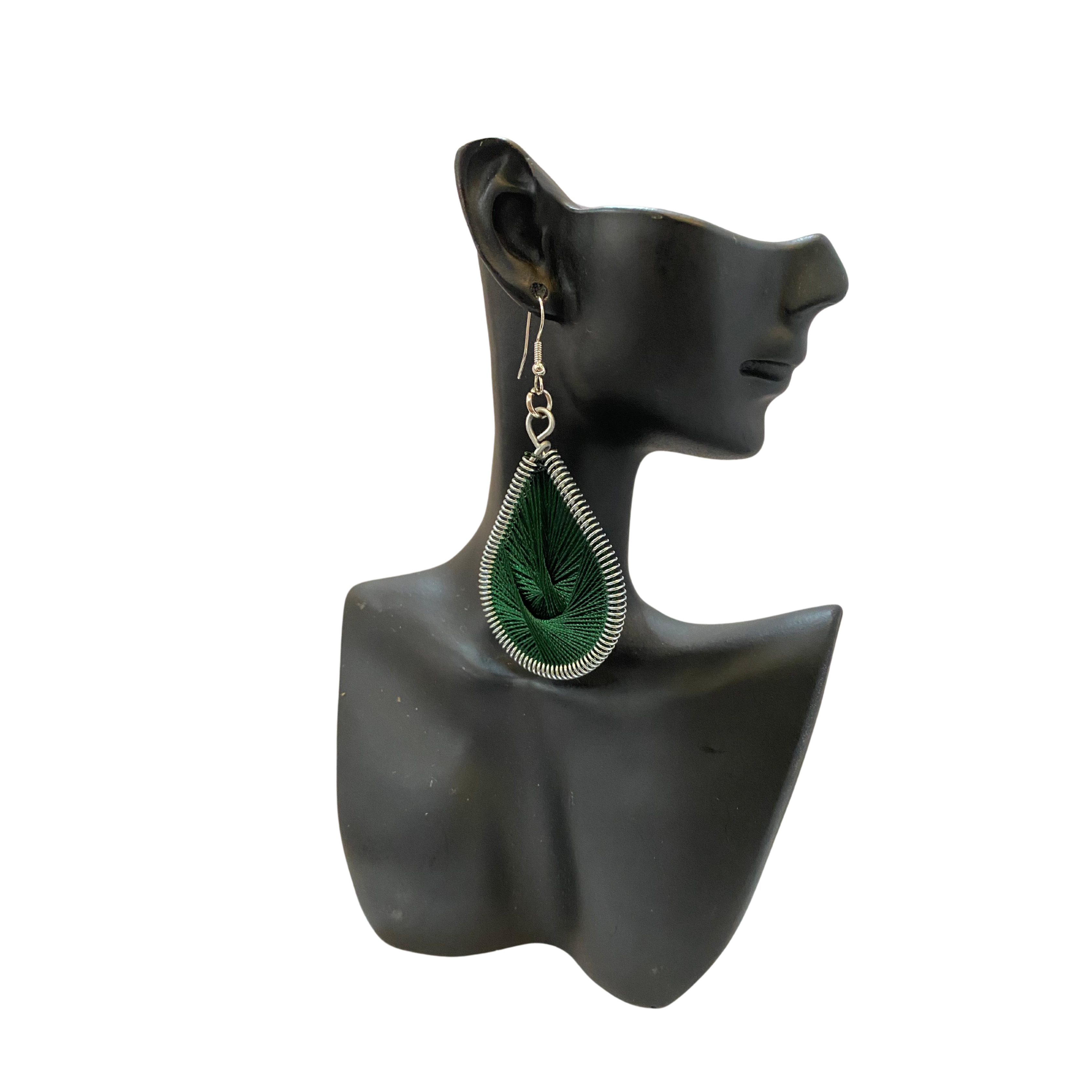 Large African Woven Cotton Earrings