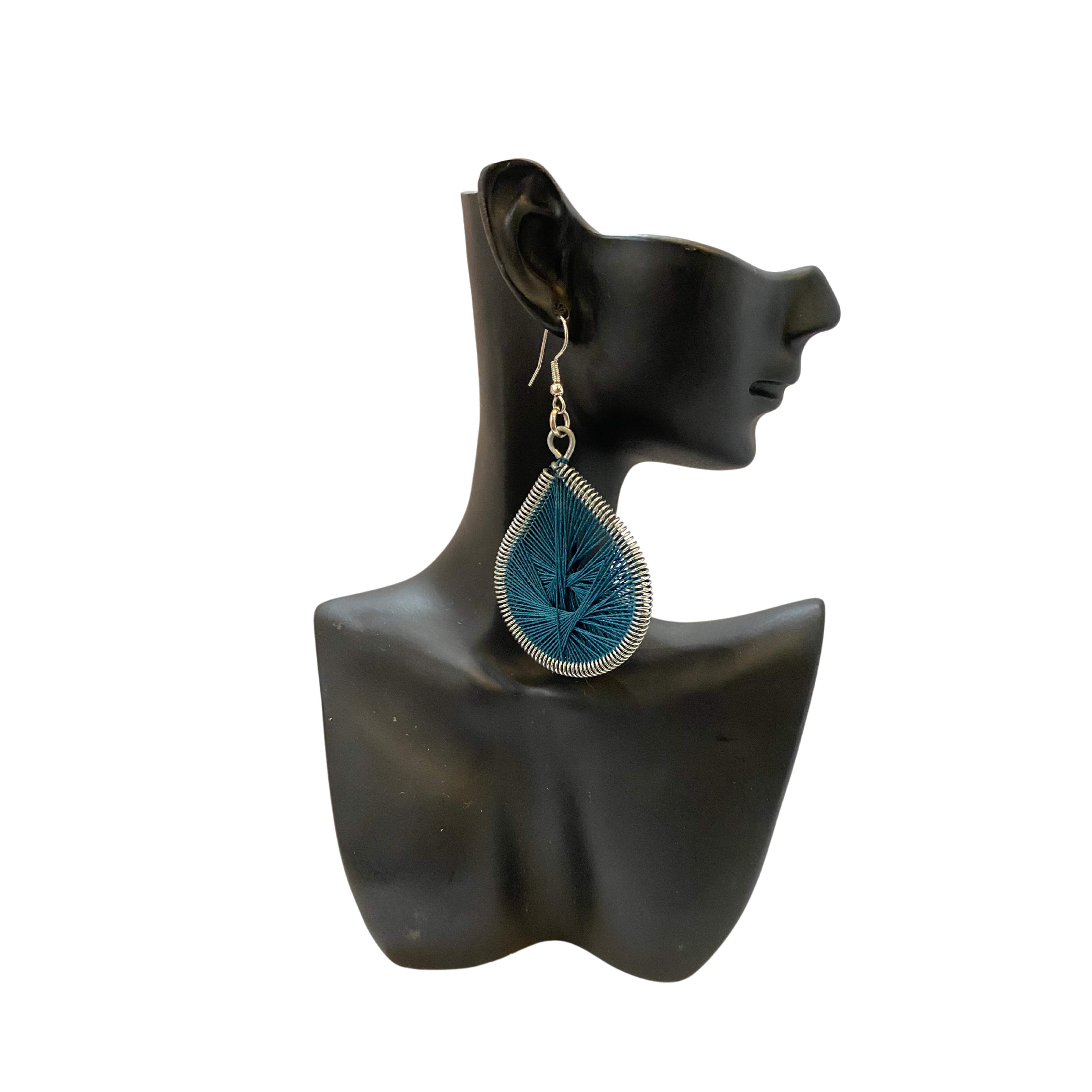 Large African Woven Cotton Earrings