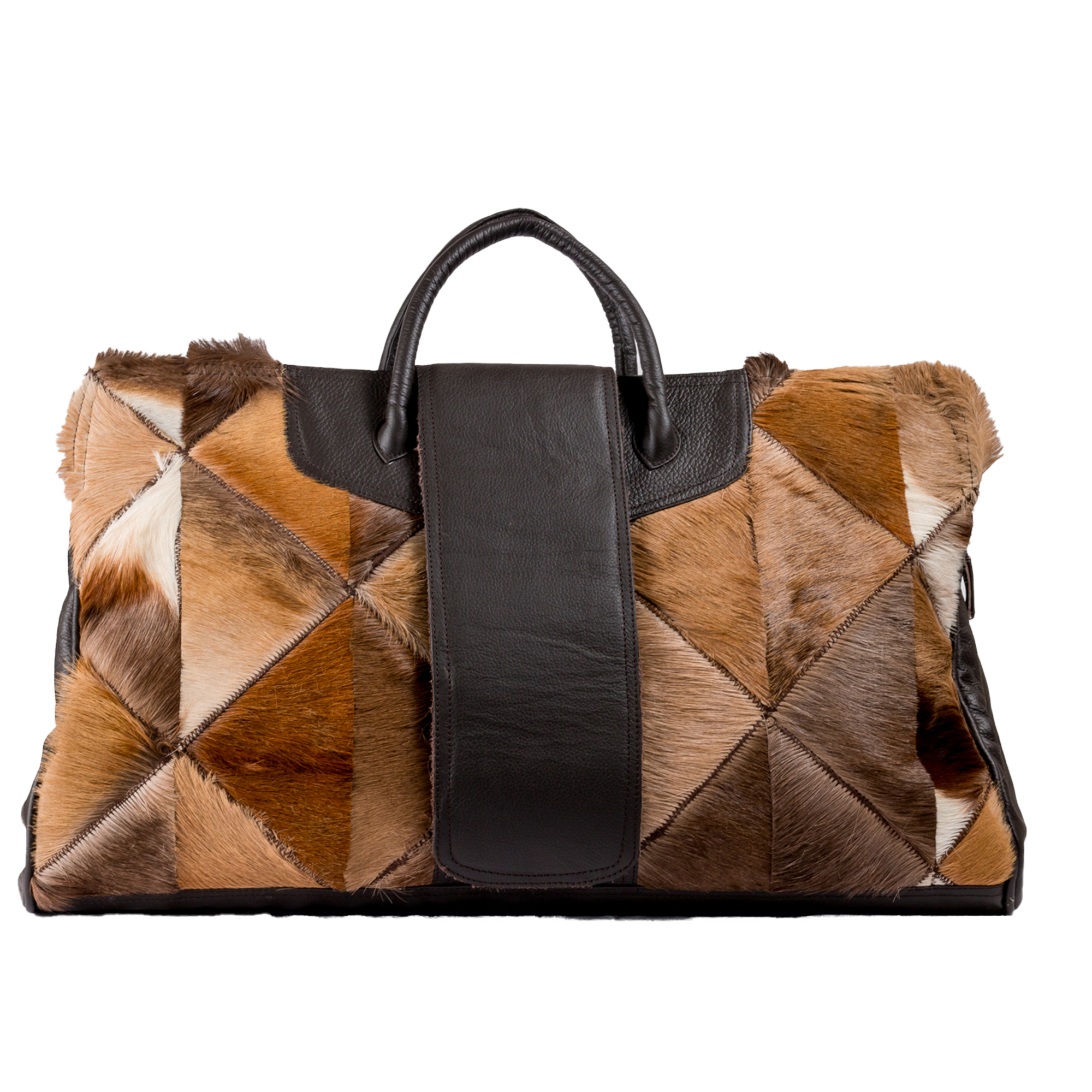 Large Checkered Antelope Leather Luggage Bag