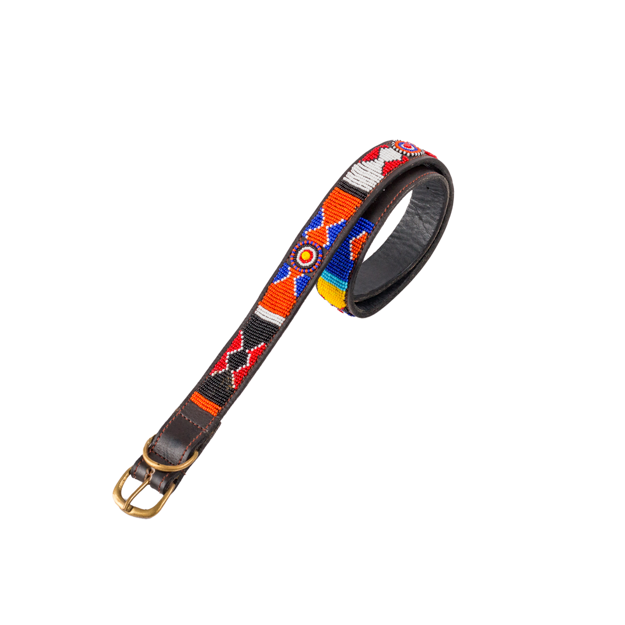 Large Leather Beaded Dog Collar