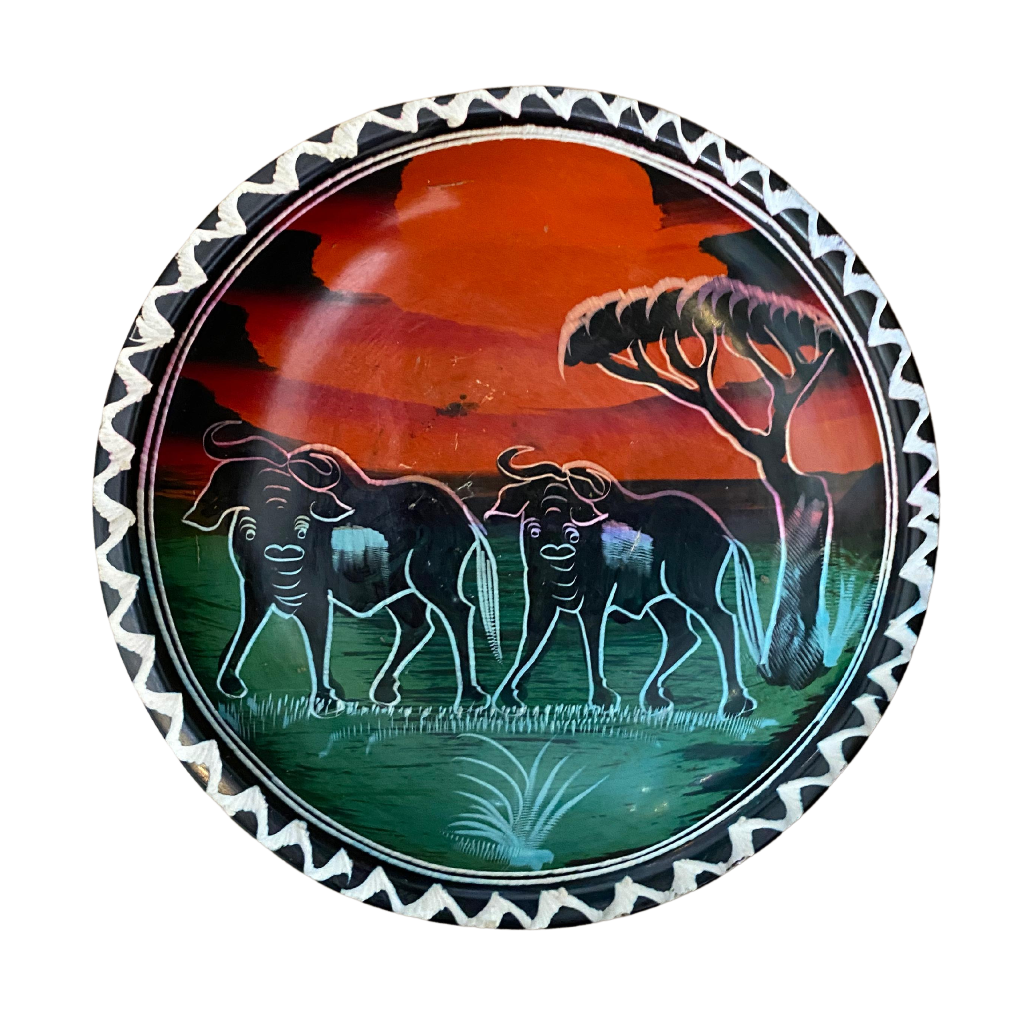 Large Colourful Soapstone Painted Bowls