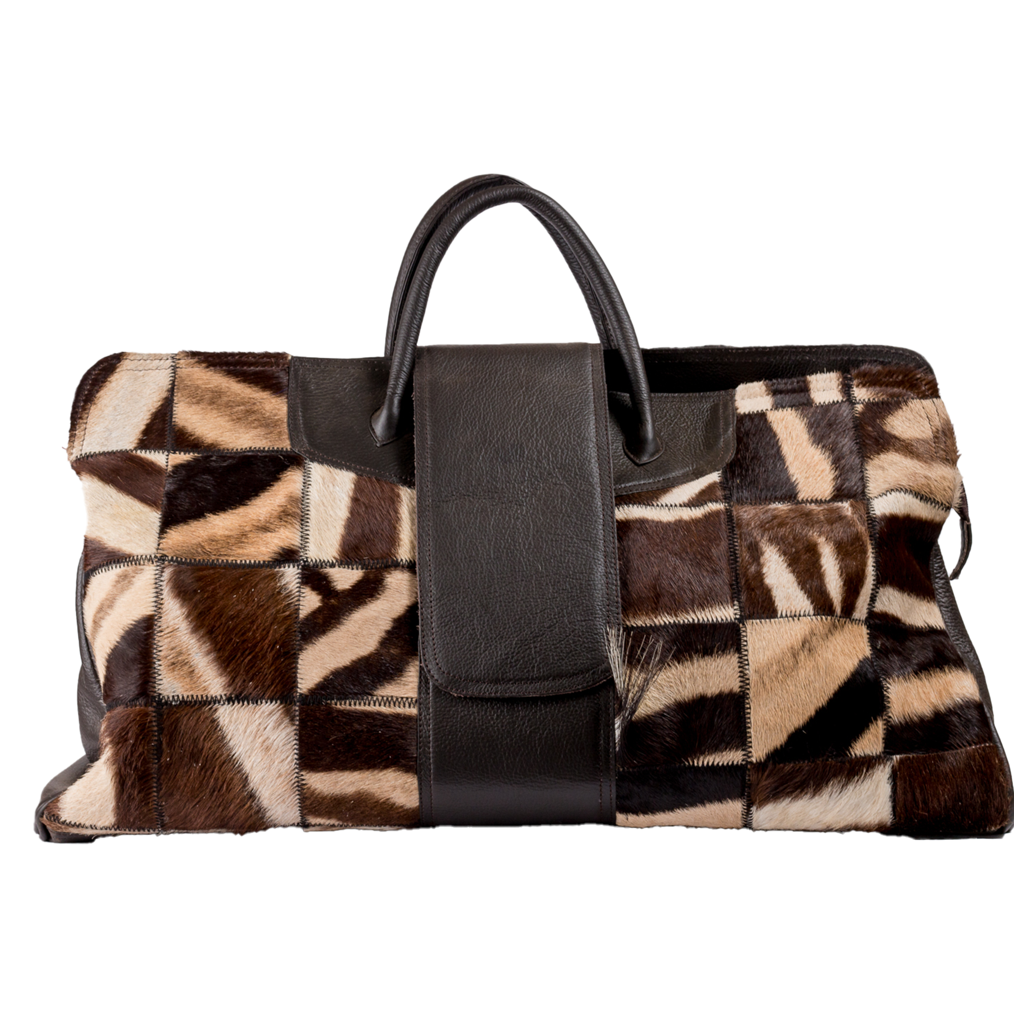 Large Zebra Patched Luggage Bag
