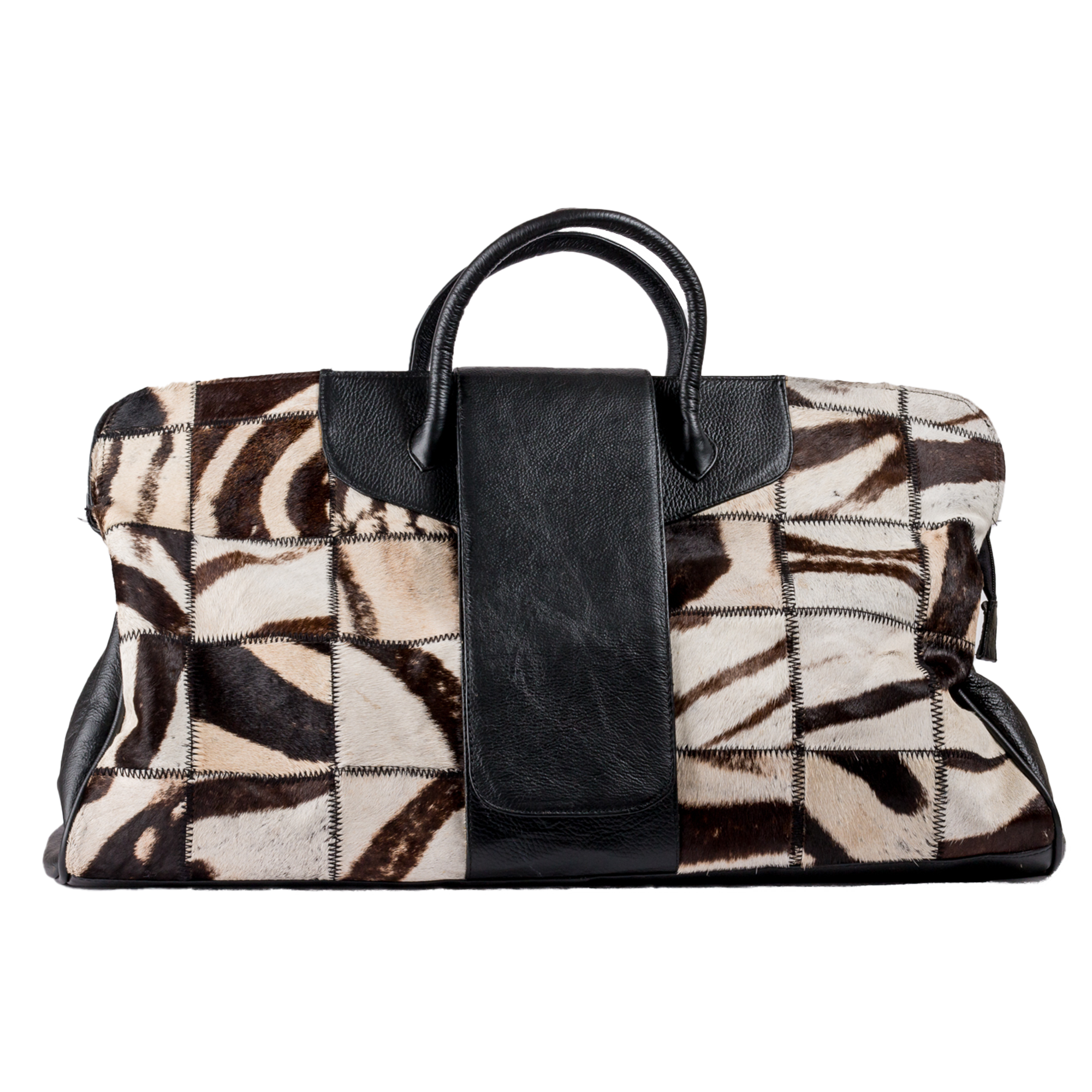 Large Zebra Patched Luggage Bag