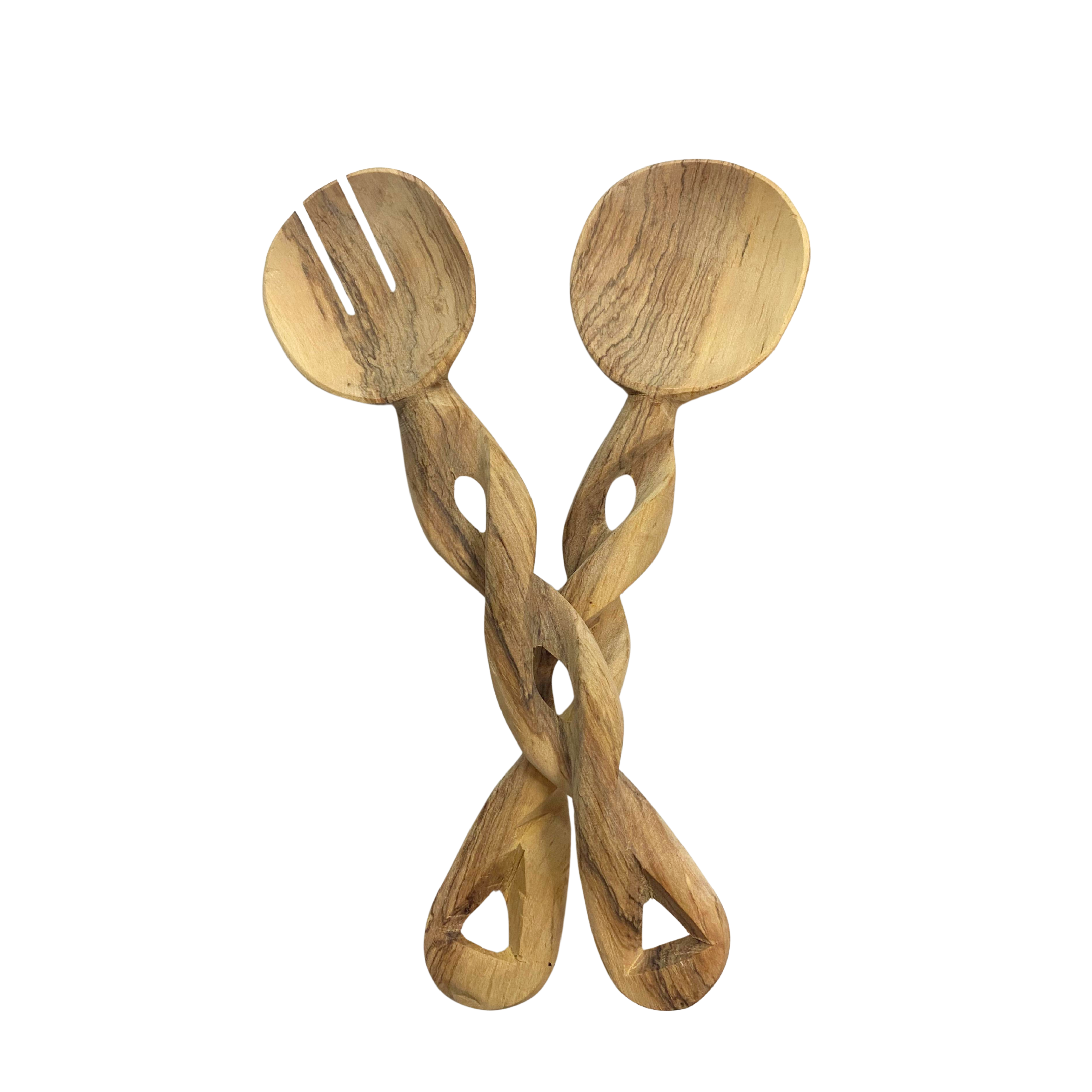 Twisted Wooden Salad Servers
