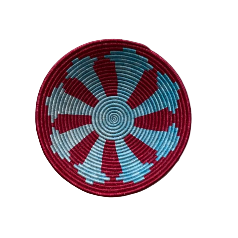 Large Handwoven Rwandan Basket - Colourful Patterns (28cm)