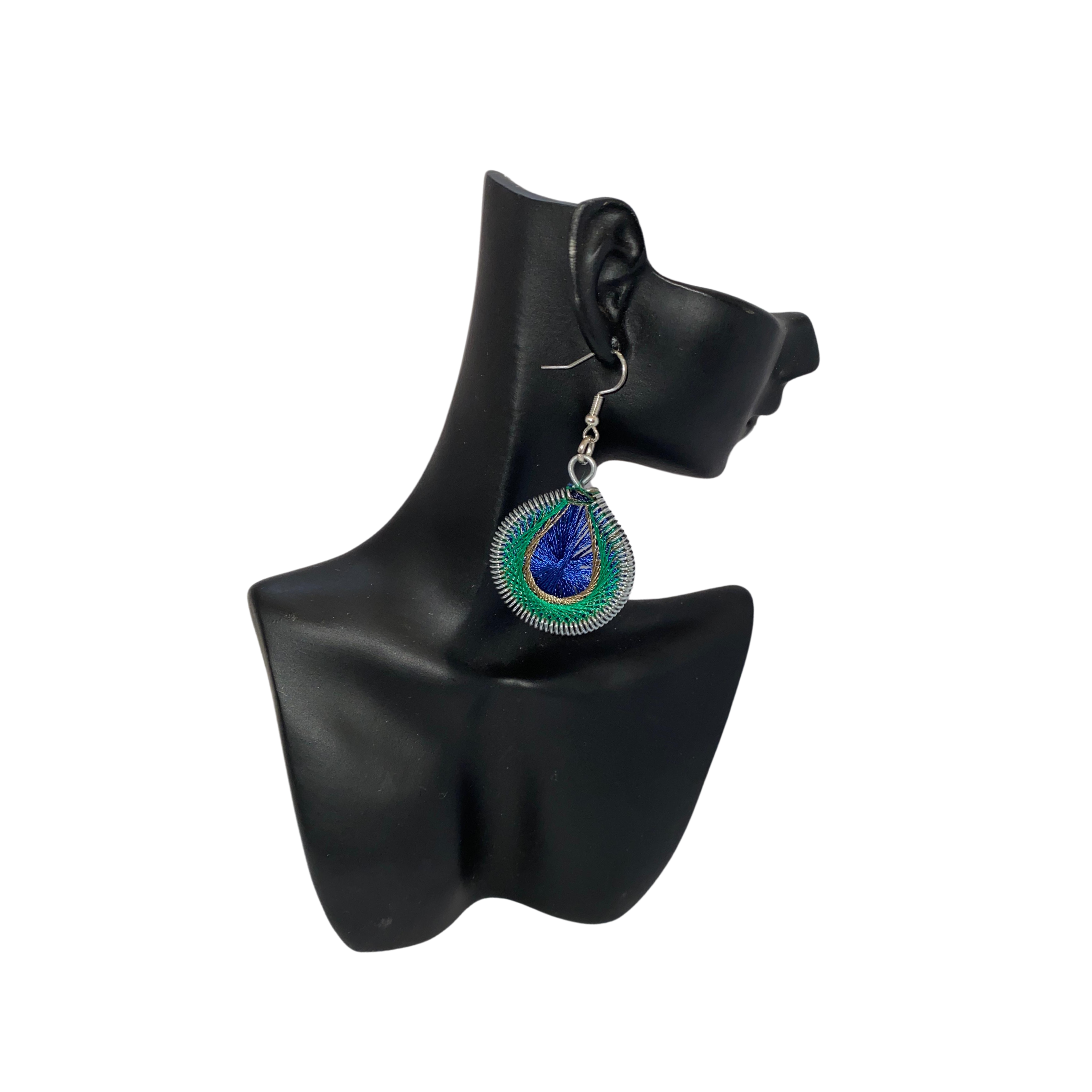 Medium African Woven Cotton Earrings