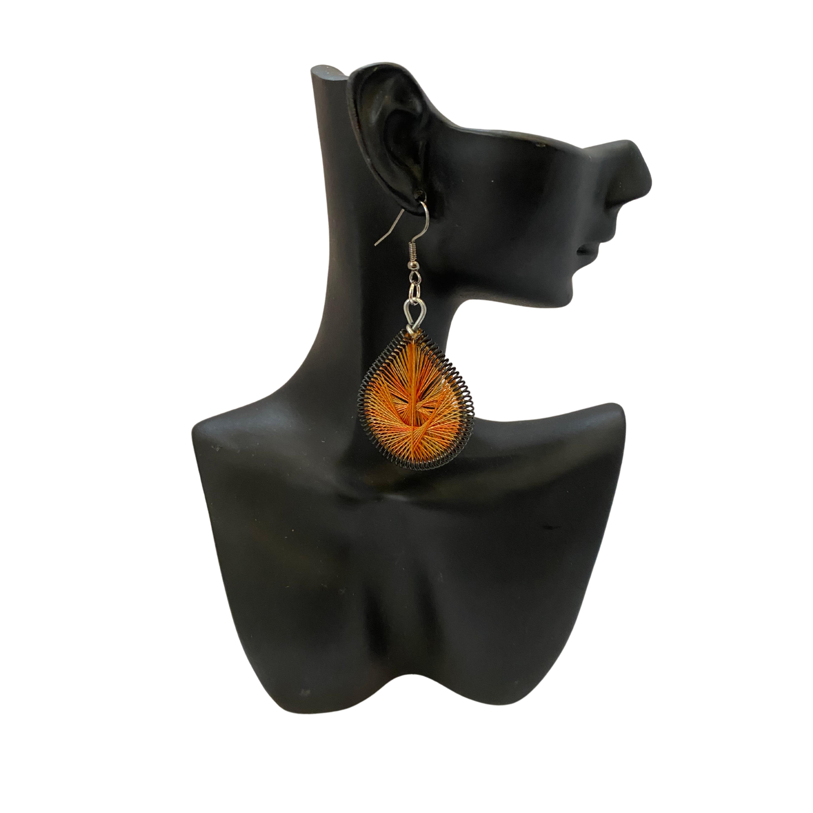Medium African Woven Cotton Earrings