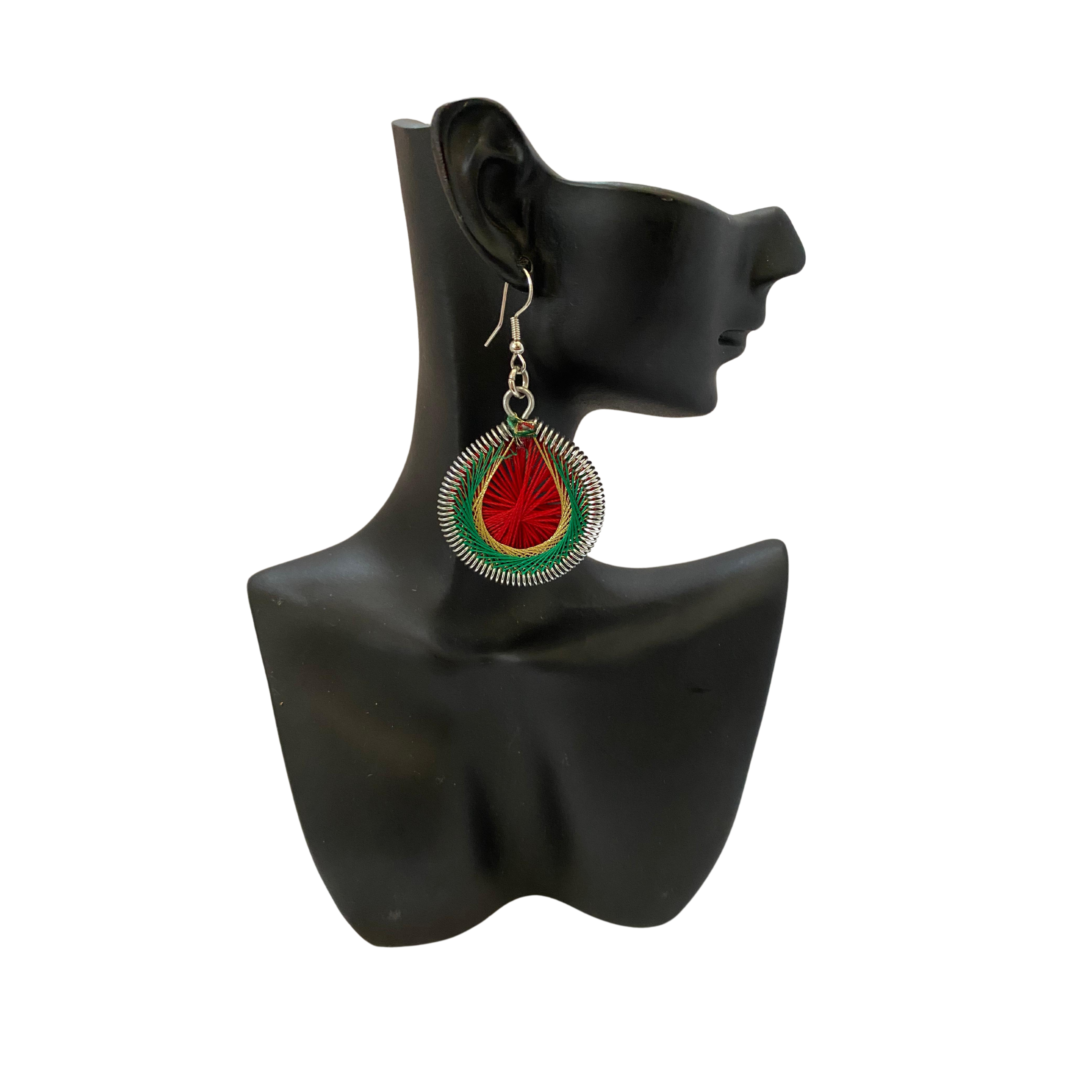 Medium African Woven Cotton Earrings