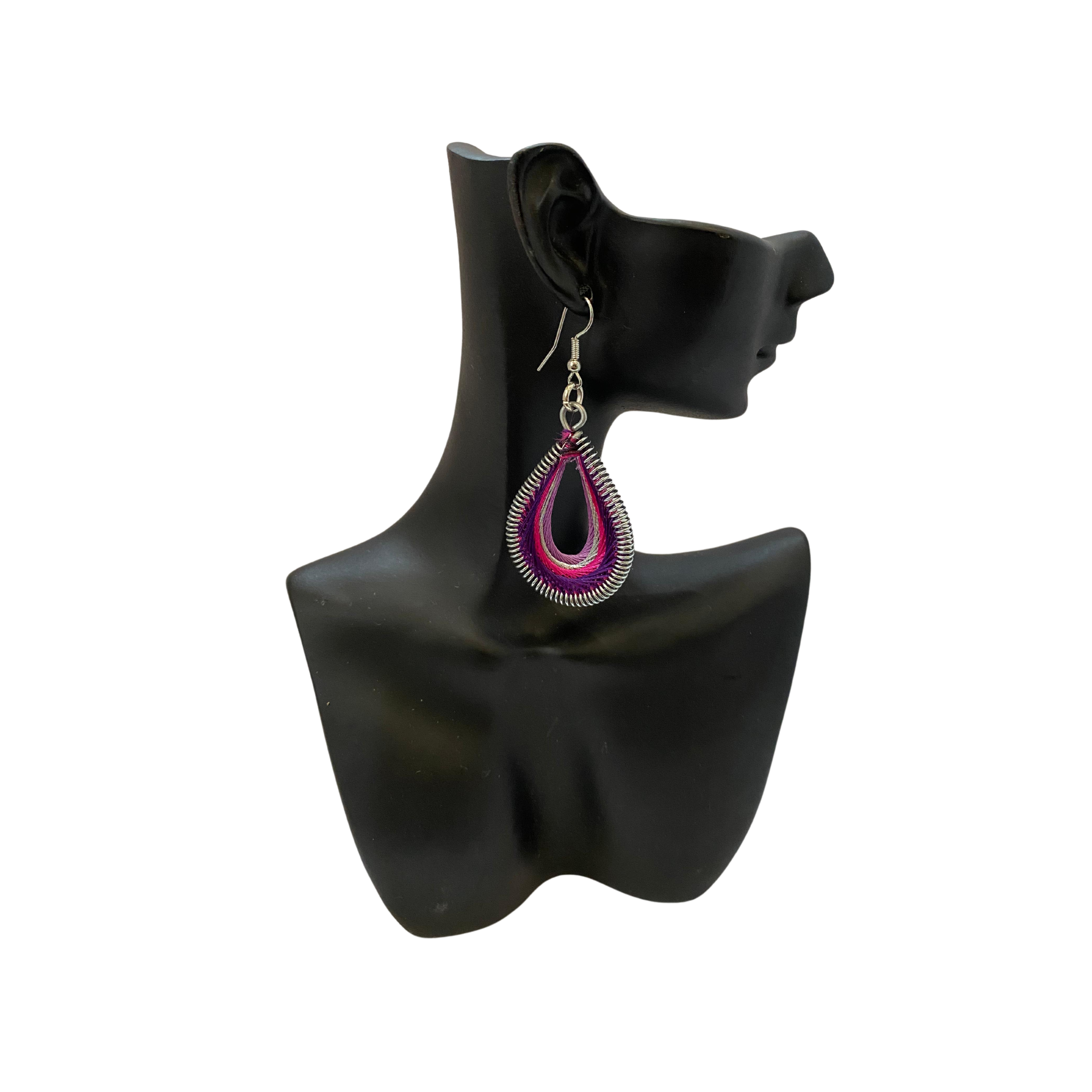 Medium African Woven Cotton Earrings