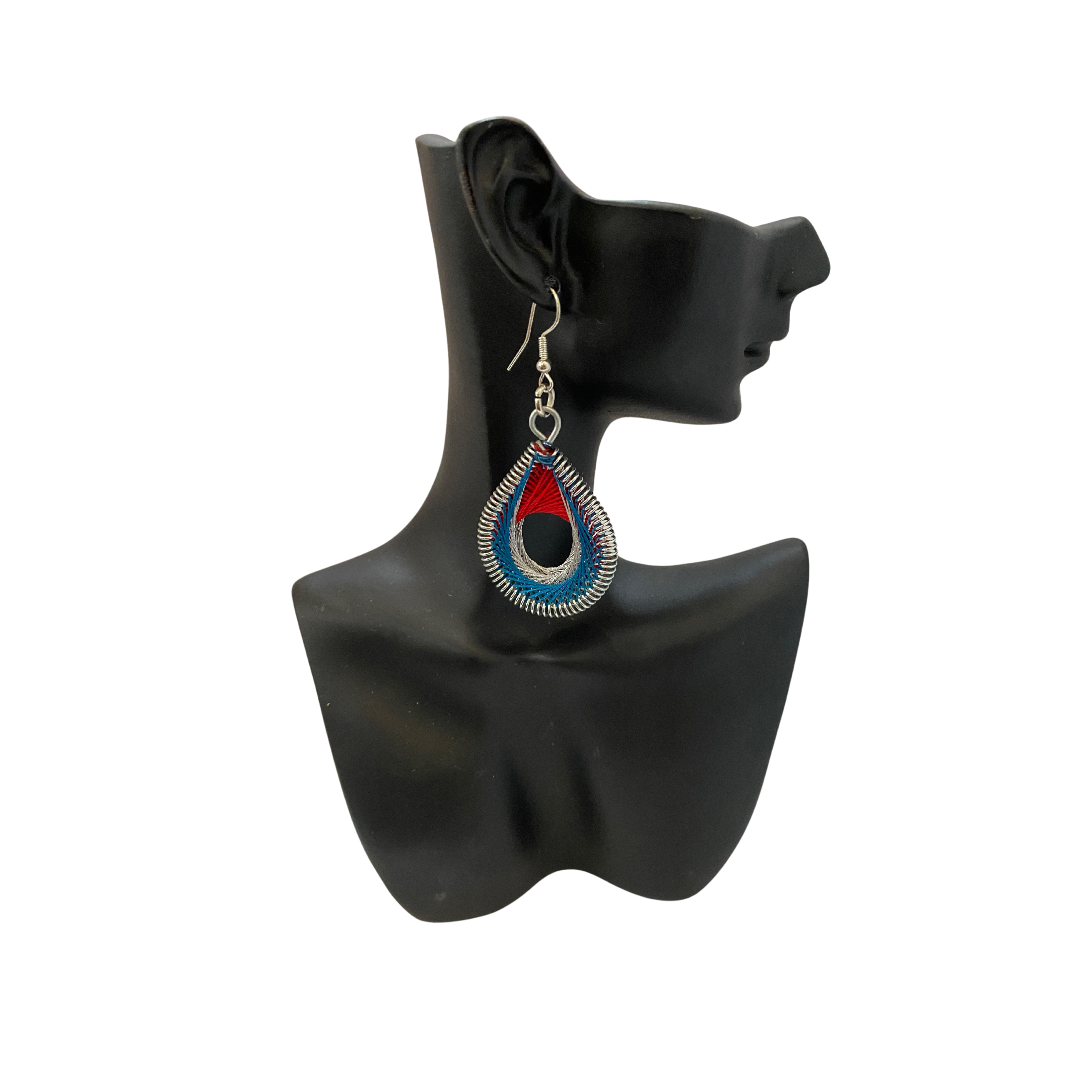 Medium African Woven Cotton Earrings
