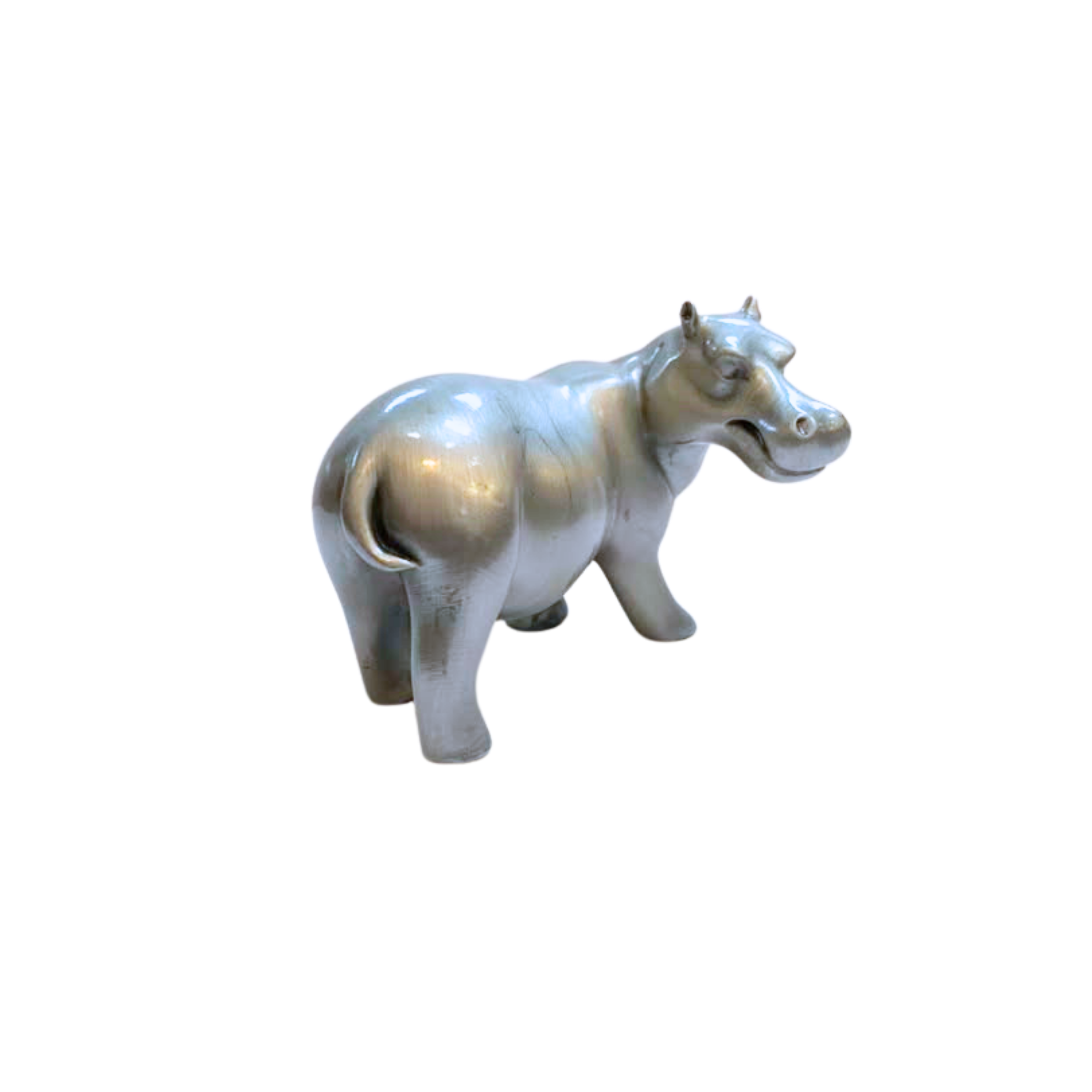 Pewter Hippo Mouth Closed Sculpture