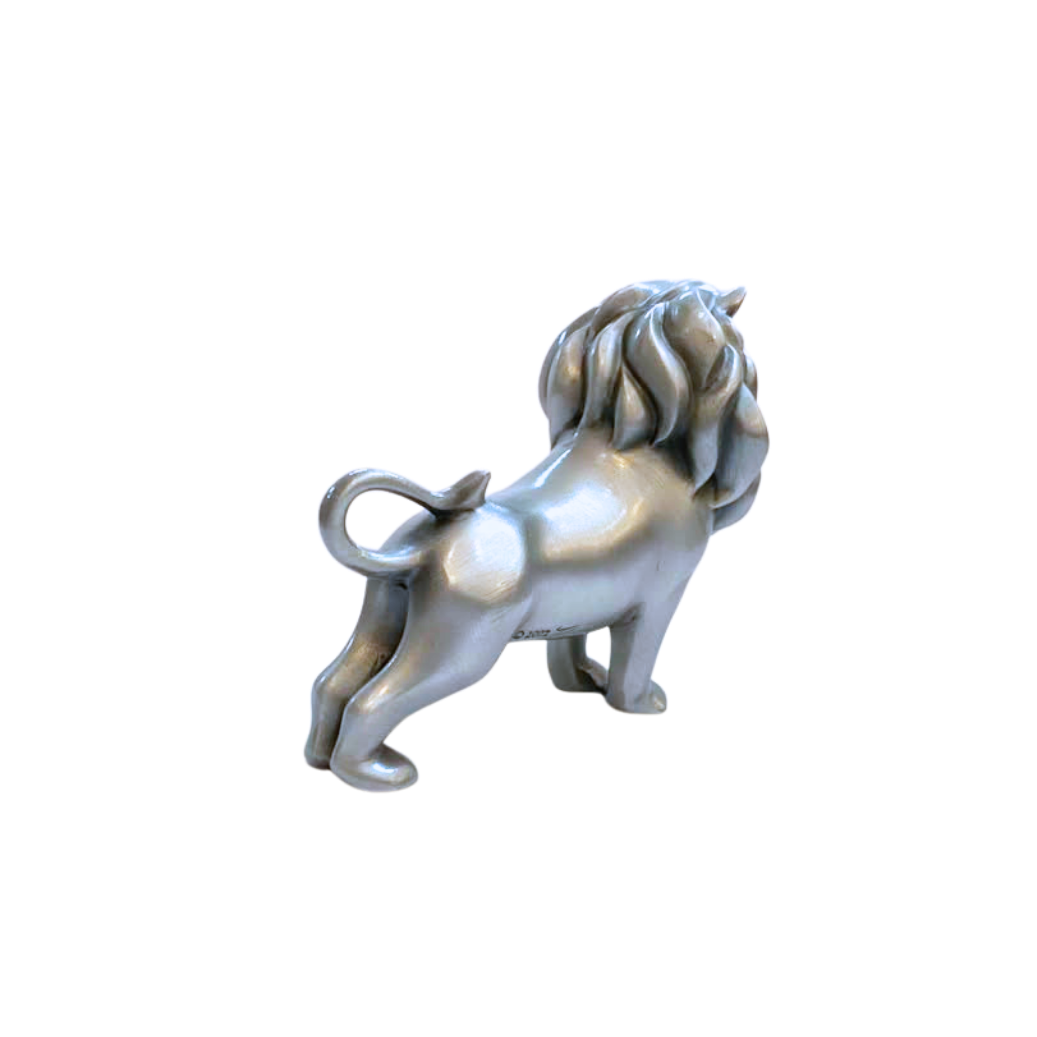 Pewter Standing Lion Sculpture